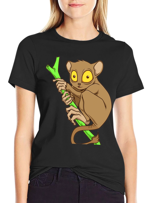 Cute Tarsier Graphic Tee - Black Cotton