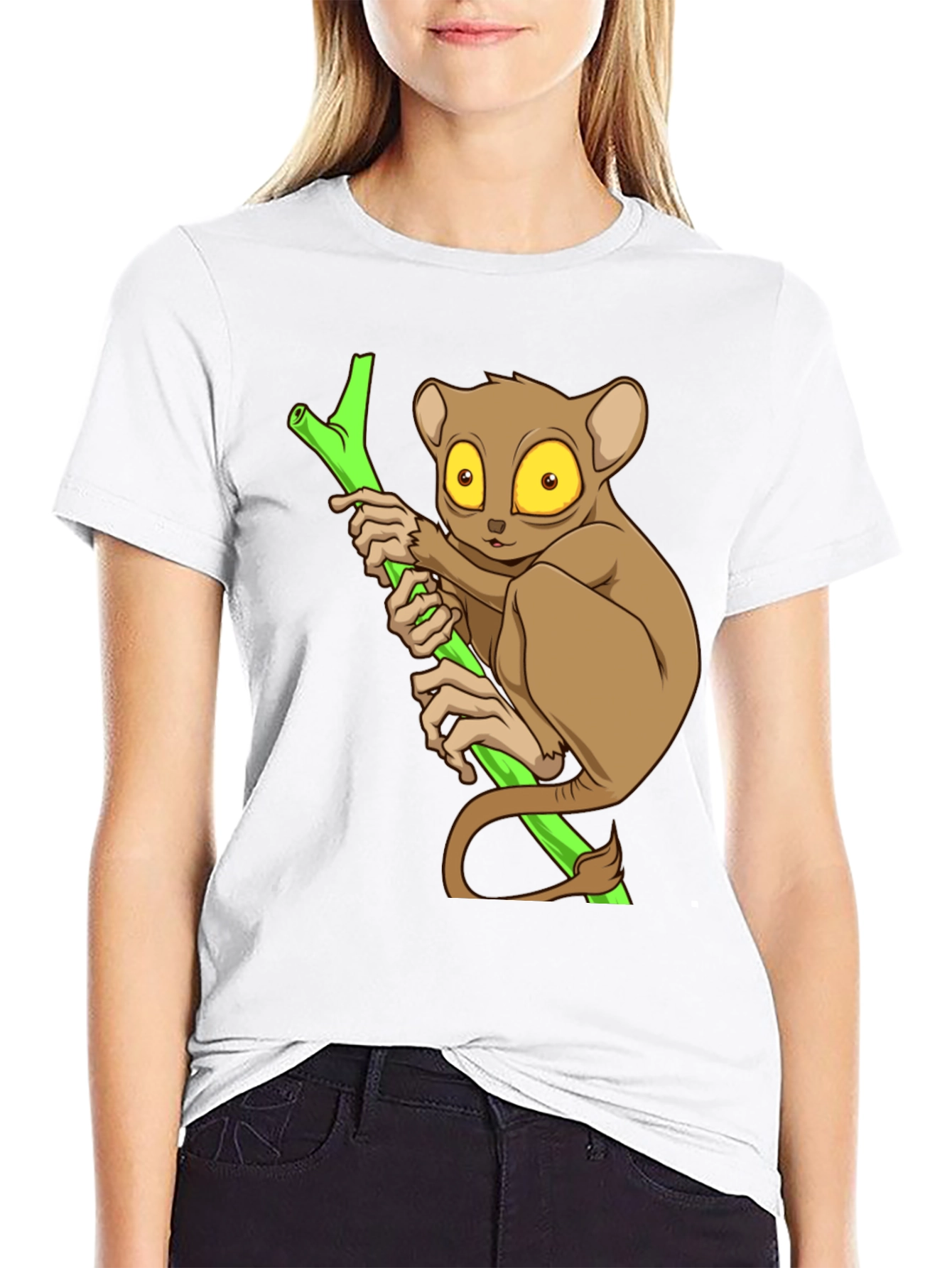 Cute Tarsier Graphic Tee - Black Cotton