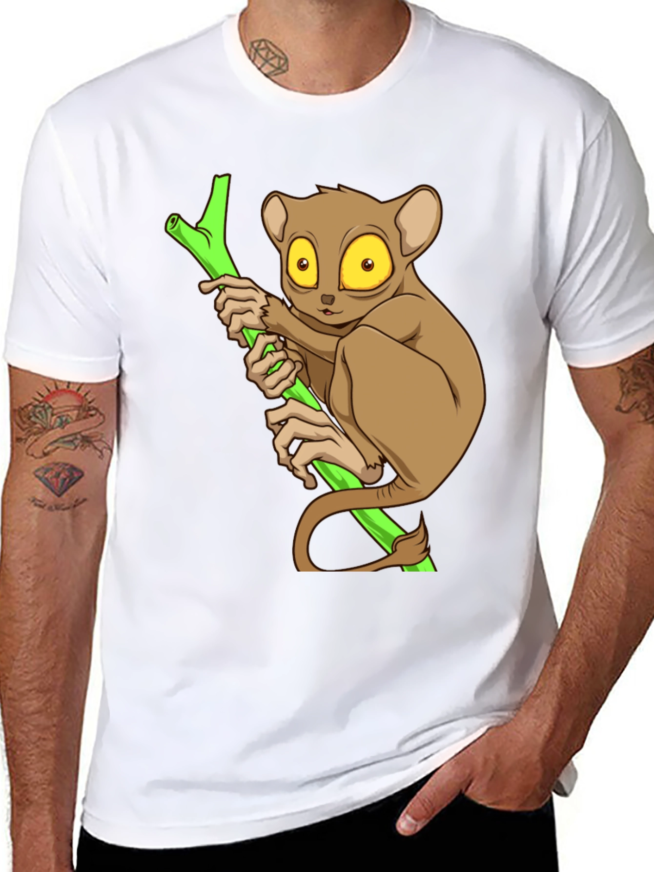Cute Tarsier Graphic Tee - Black Cotton