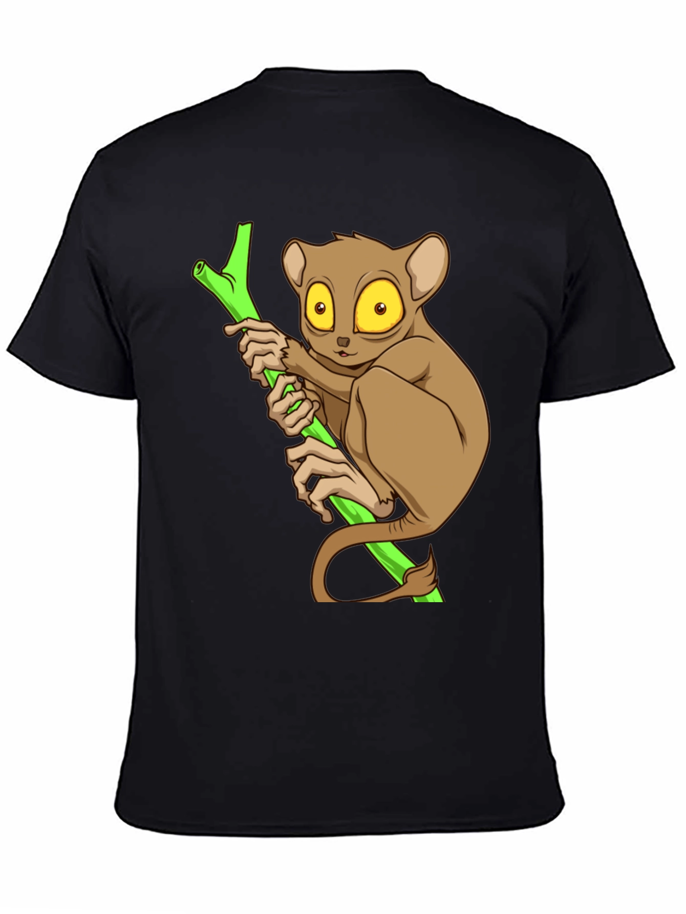 Cute Tarsier Graphic Tee - Black Cotton