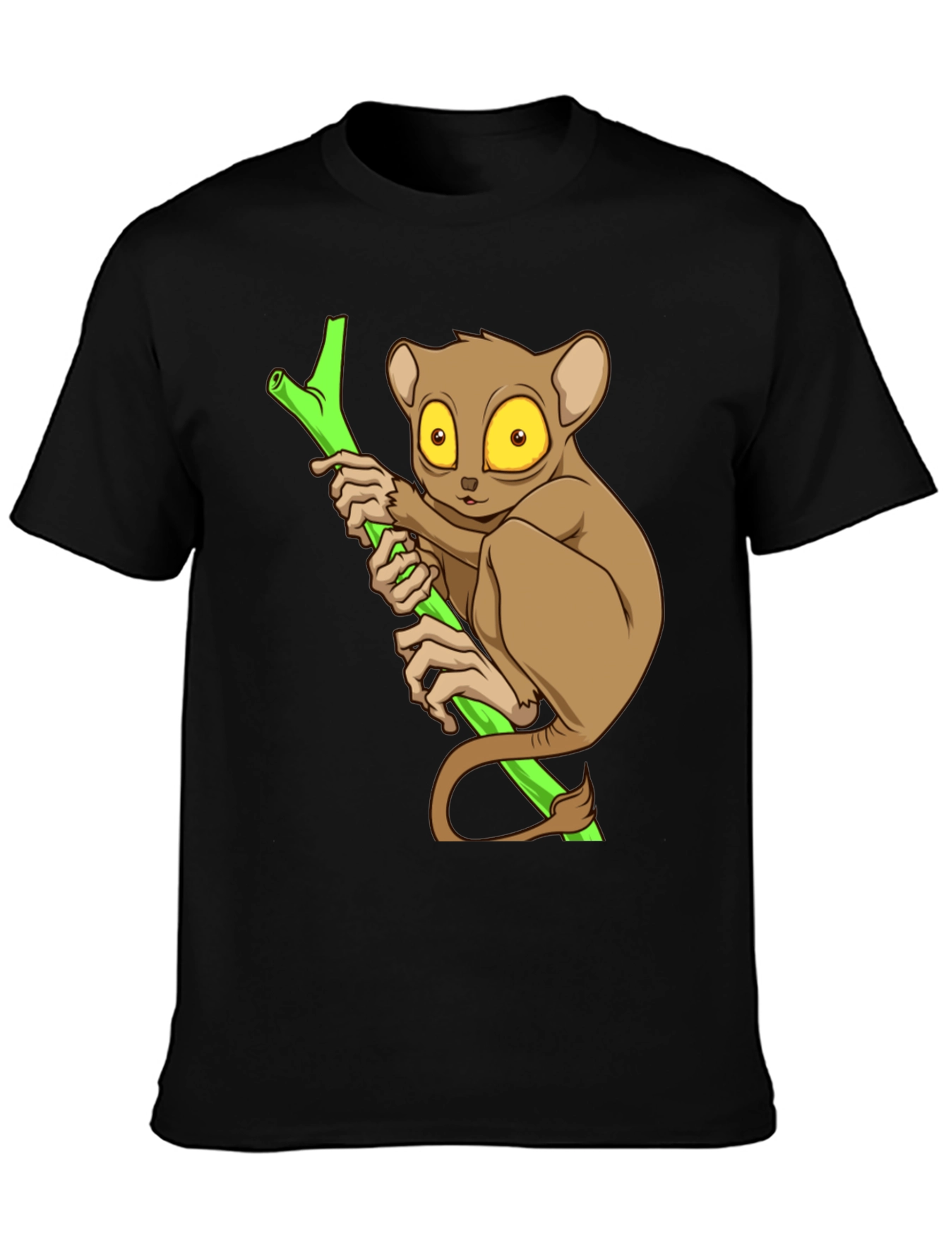 Cute Tarsier Graphic Tee - Black Cotton