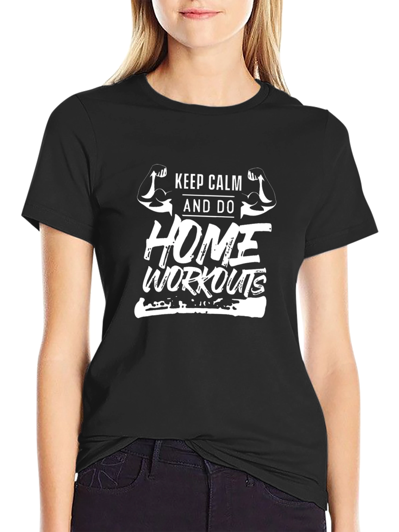 Keep Calm & Home Workouts Black Graphic T-Shirt