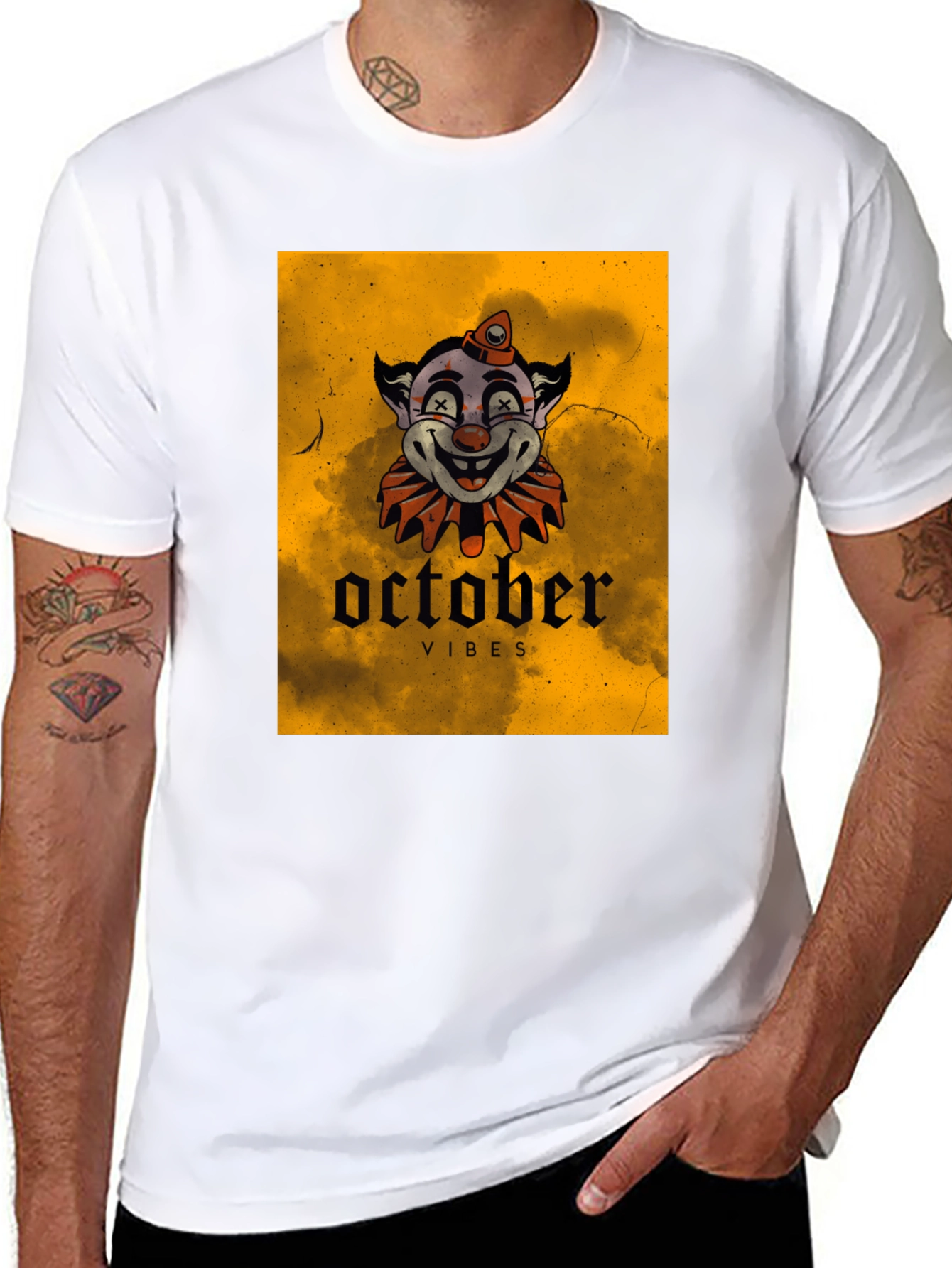 October Vibes Clown Graphic T-Shirt