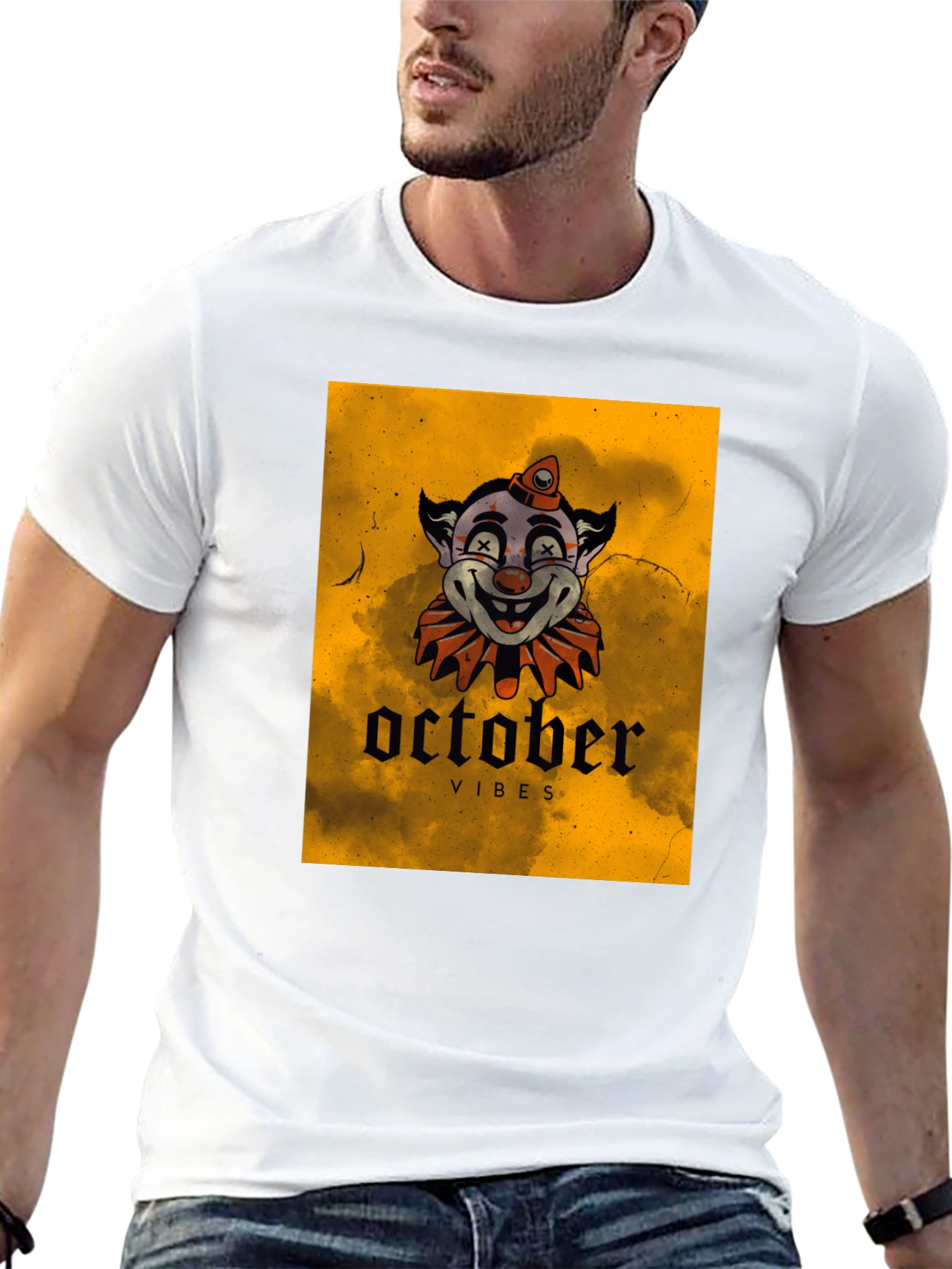 October Vibes Clown Graphic T-Shirt