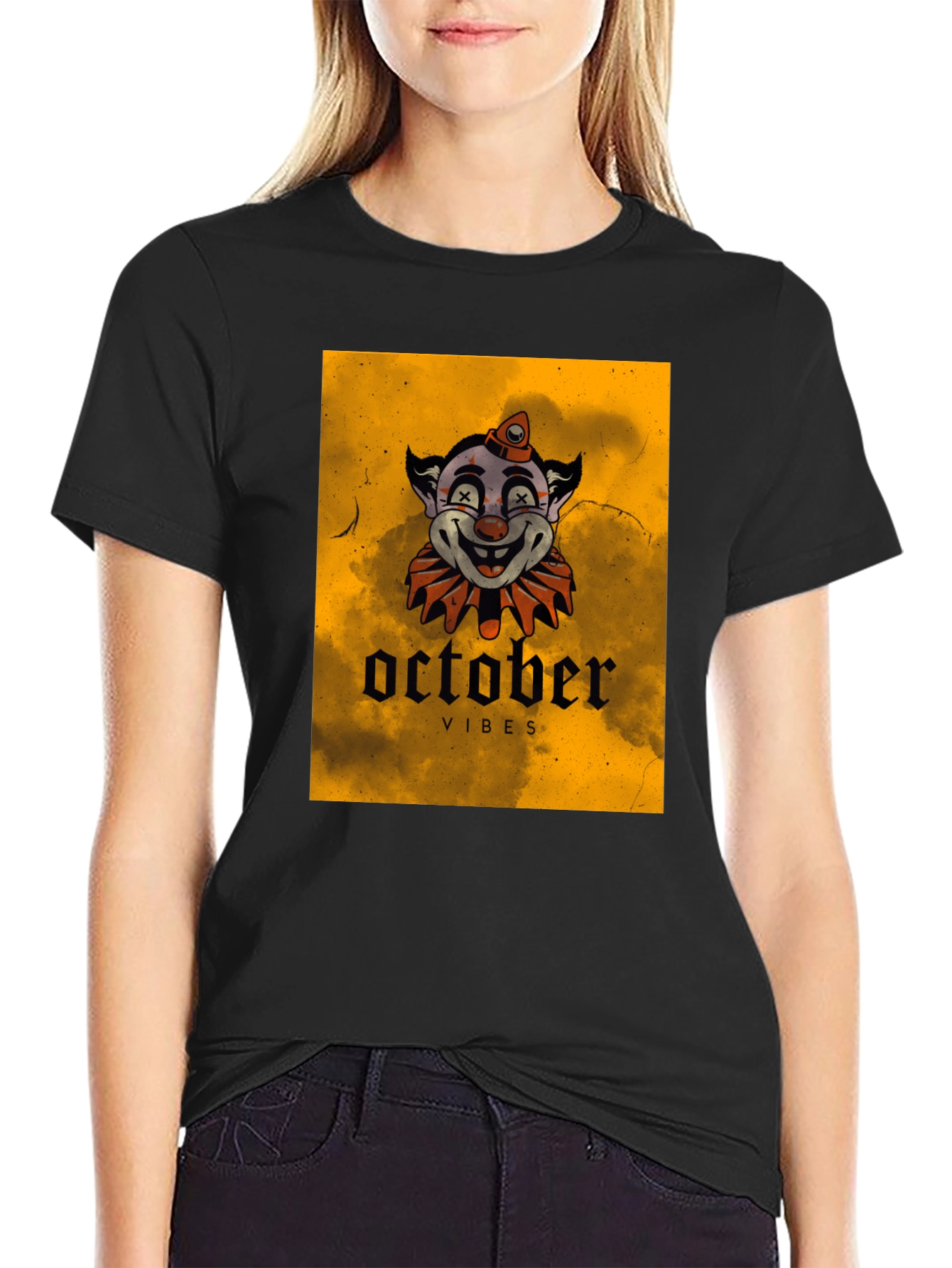October Vibes Clown Graphic T-Shirt