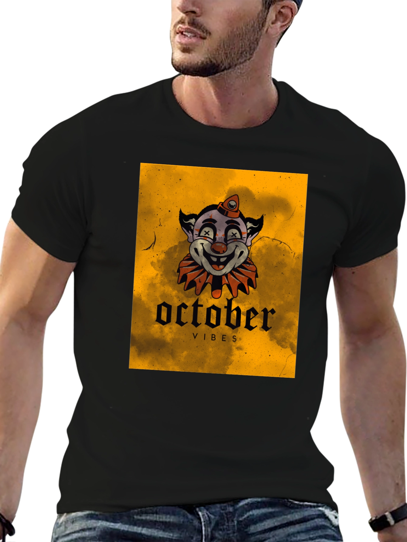 October Vibes Clown Graphic T-Shirt