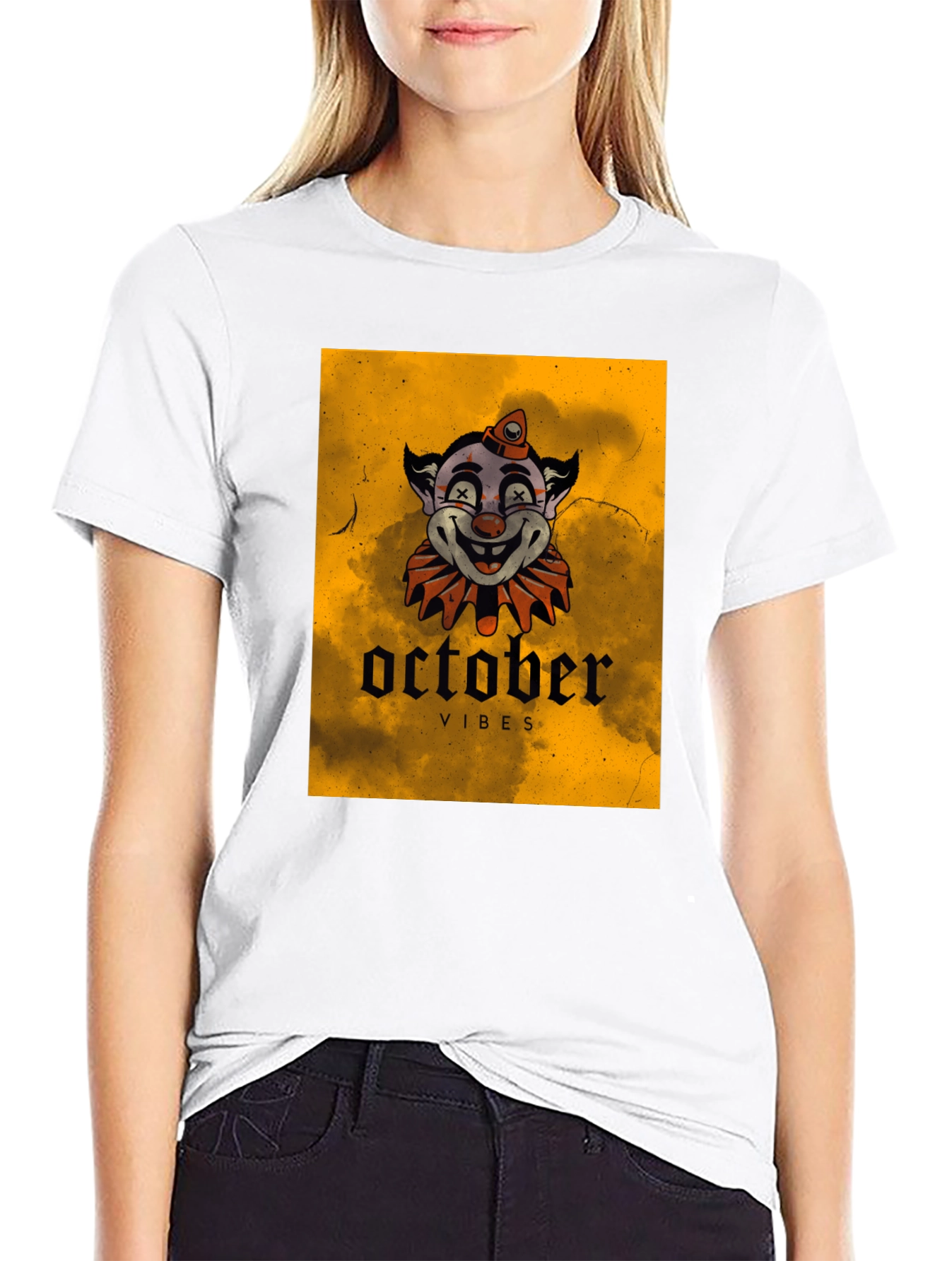 October Vibes Clown Graphic T-Shirt