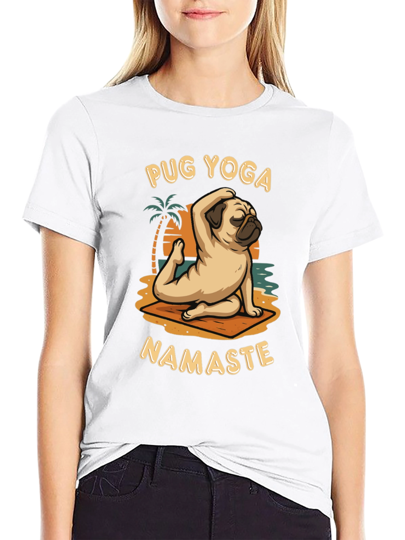 Pug Yoga T-Shirt Namaste Design