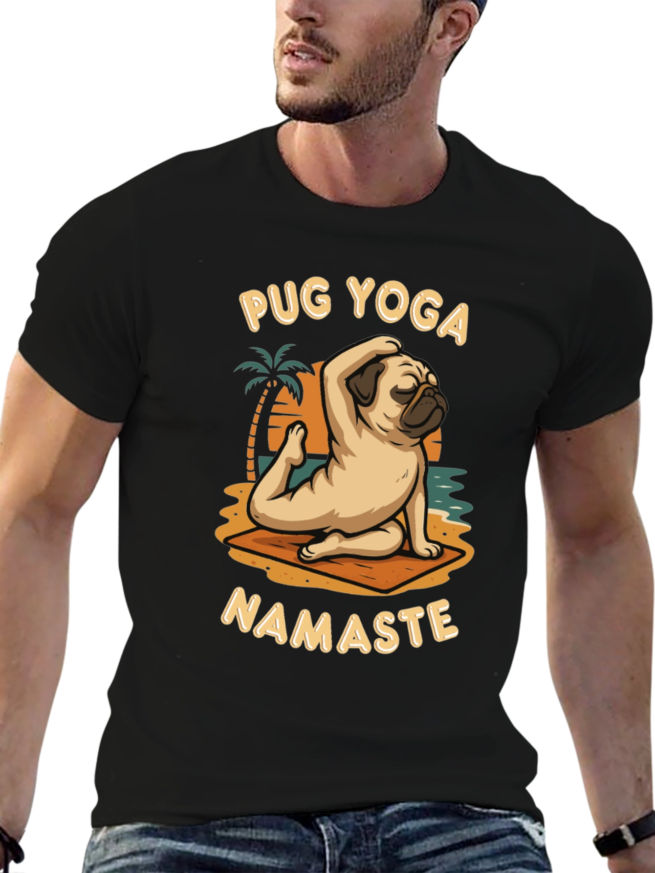 Pug Yoga T-Shirt Namaste Design