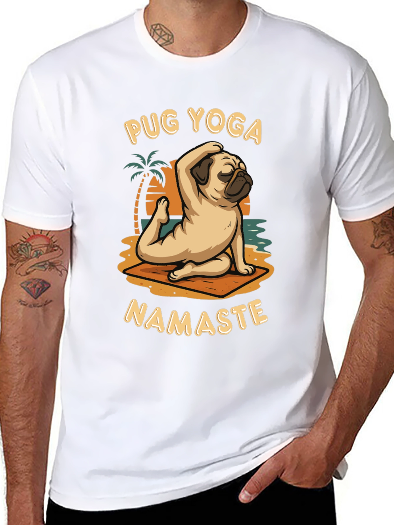 Pug Yoga T-Shirt Namaste Design