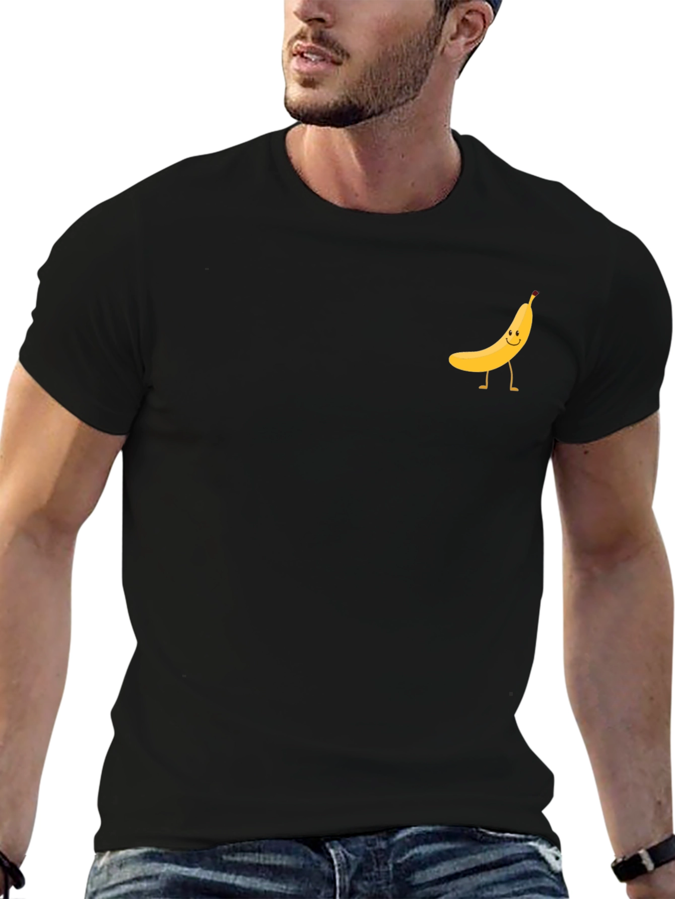 Walking Banana Graphic Tee - Black Cotton T-Shirt