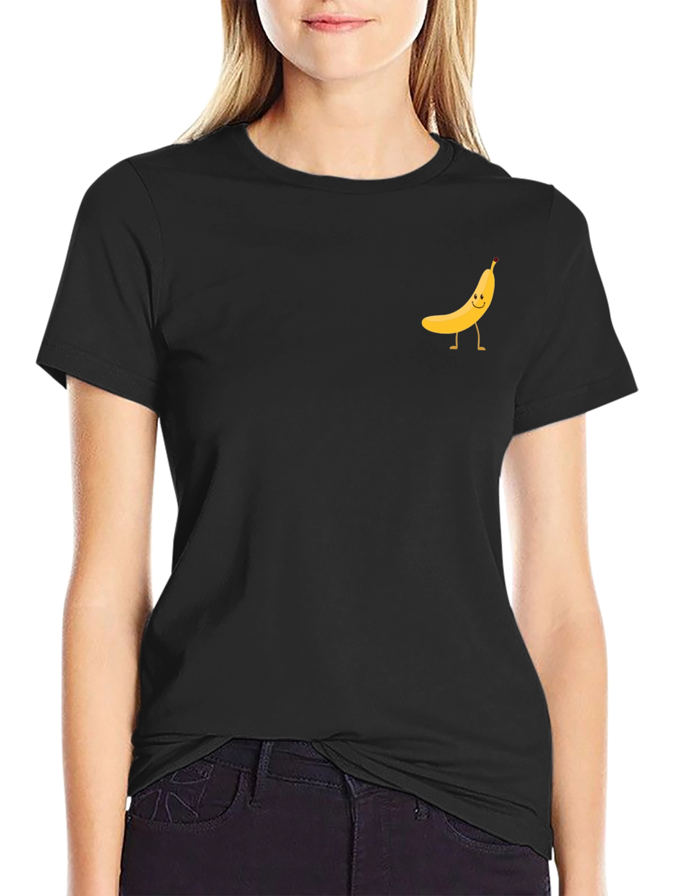 Walking Banana Graphic Tee - Black Cotton T-Shirt