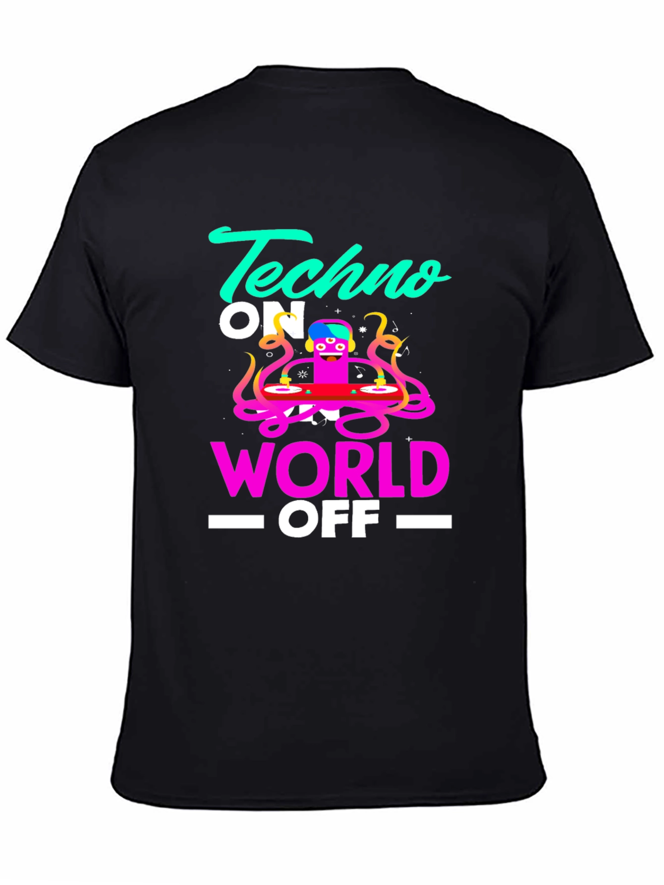 Techno On World Off Graphic Black T-Shirt