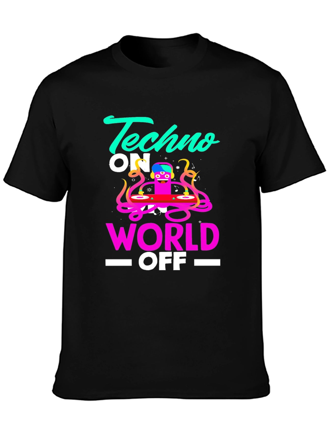 Techno On World Off Graphic Black T-Shirt