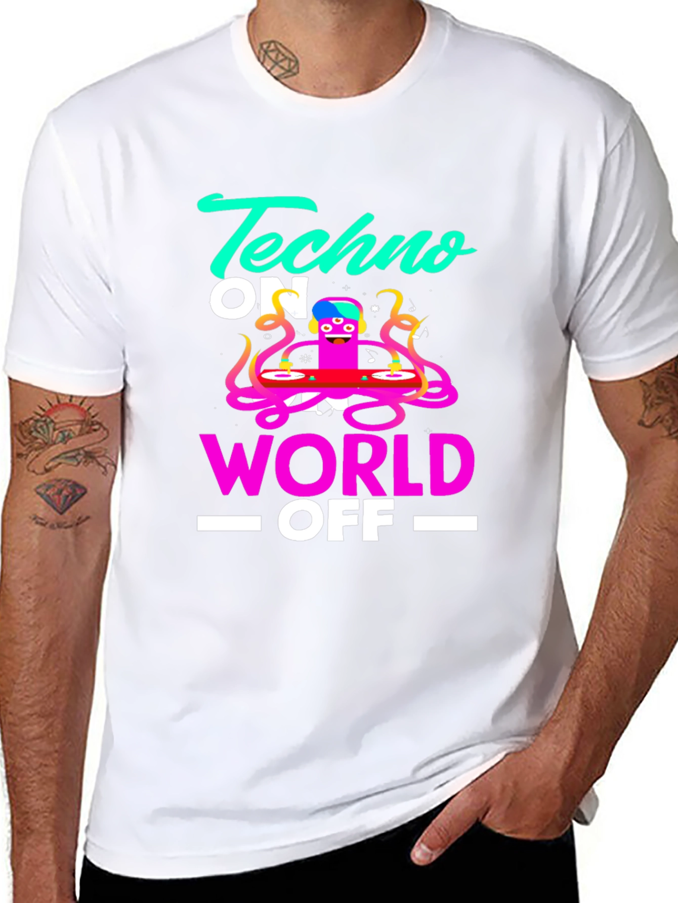 Techno On World Off Graphic Black T-Shirt