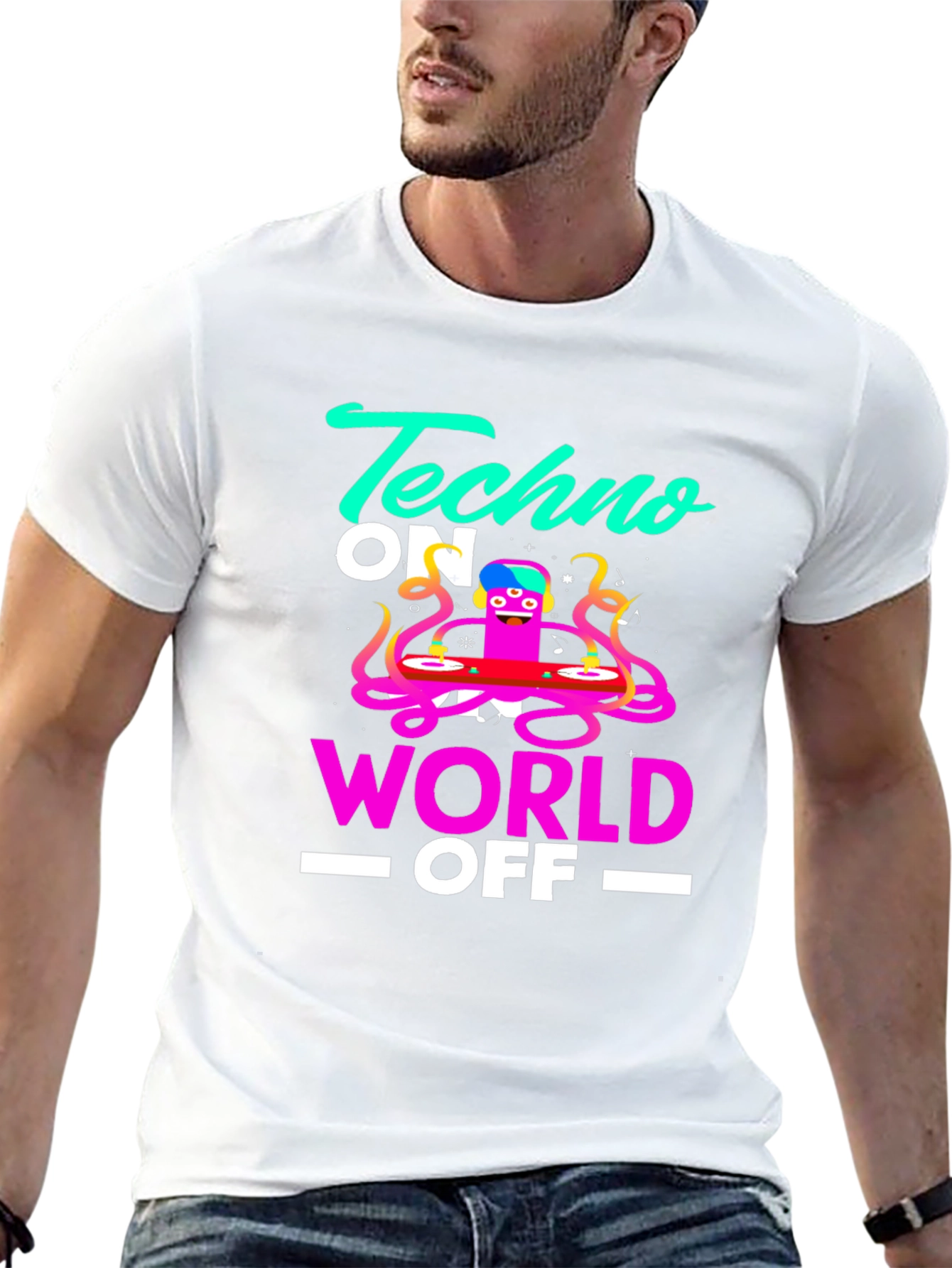 Techno On World Off Graphic Black T-Shirt
