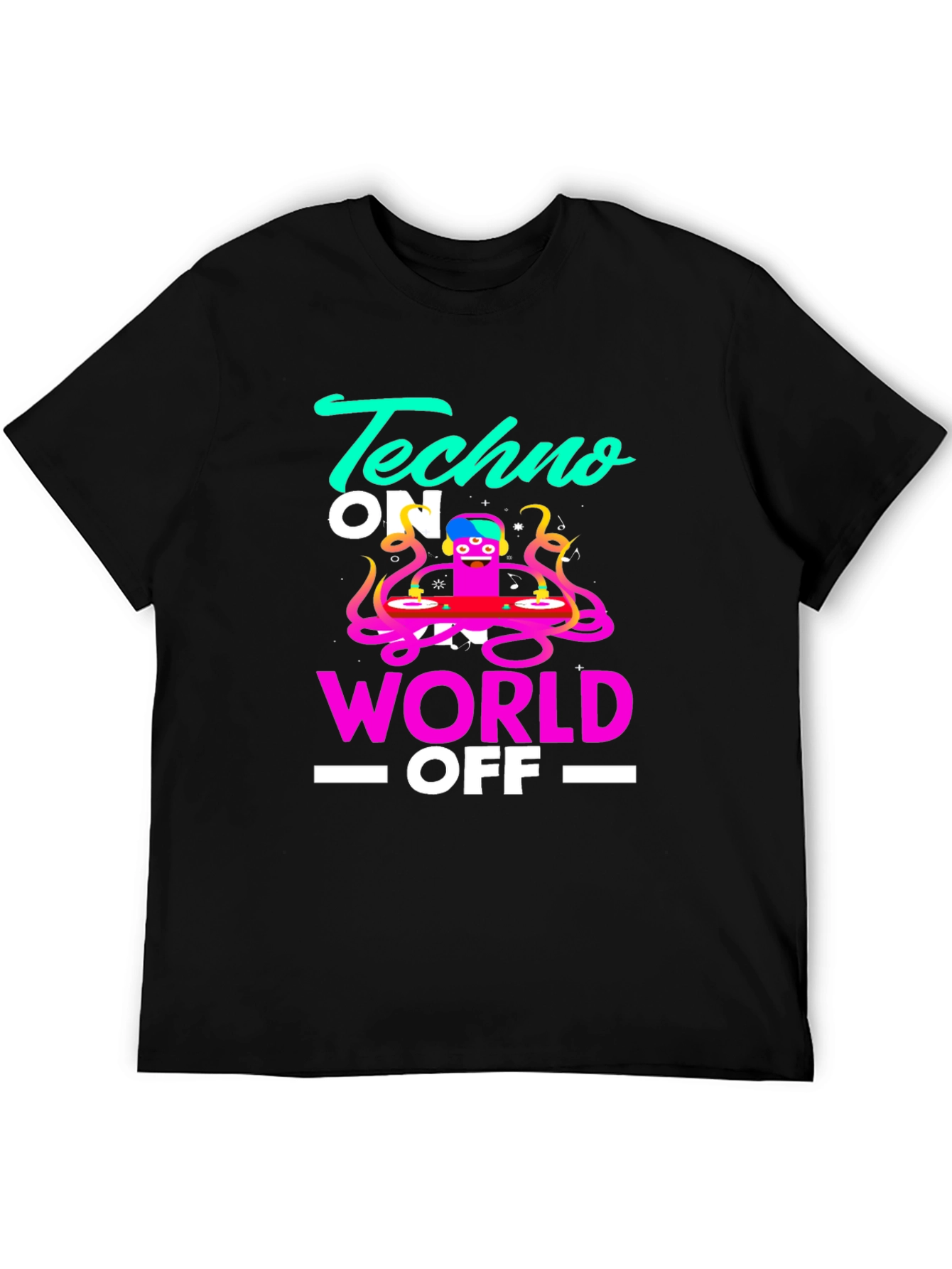 Techno On World Off Graphic Black T-Shirt
