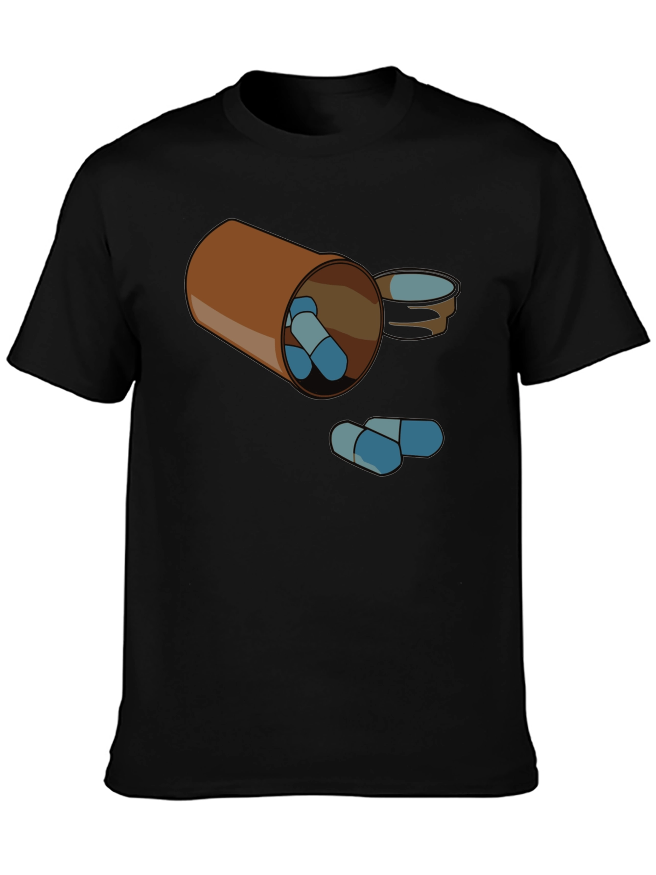 Pill Bottle Graphic Tee - Black Cotton T-Shirt