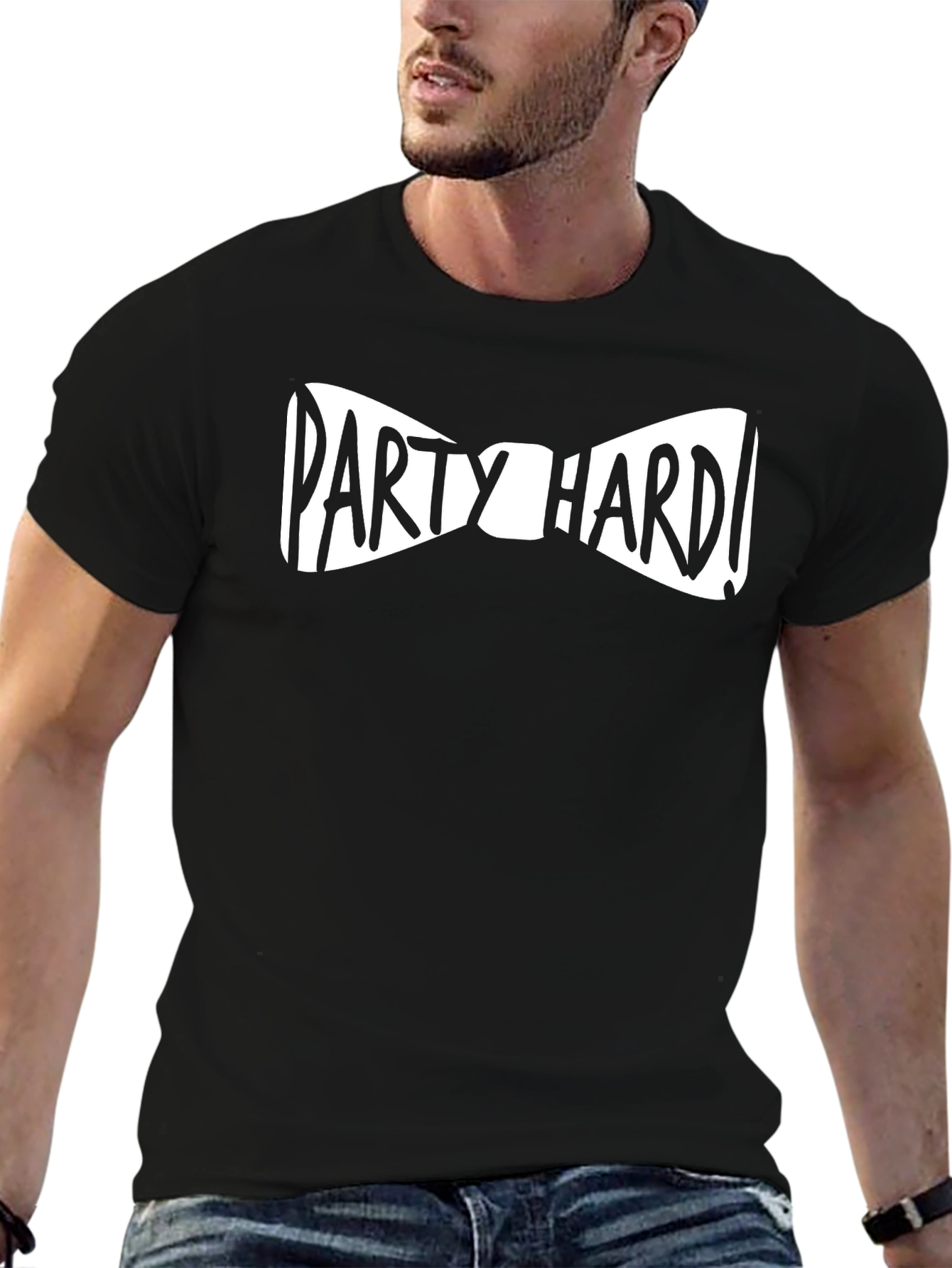 Party Hard Bowtie Black Graphic T-Shirt