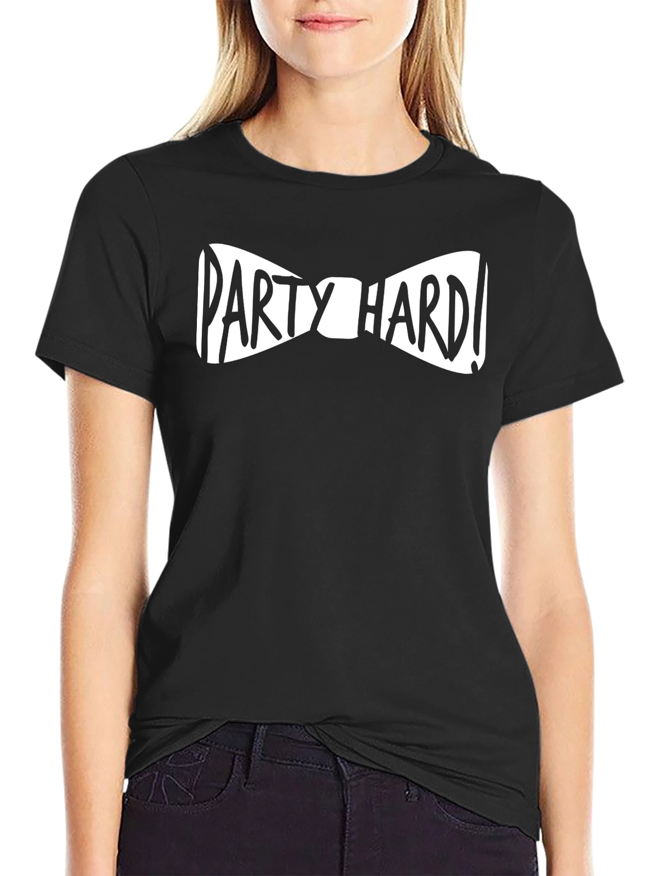 Party Hard Bowtie Black Graphic T-Shirt