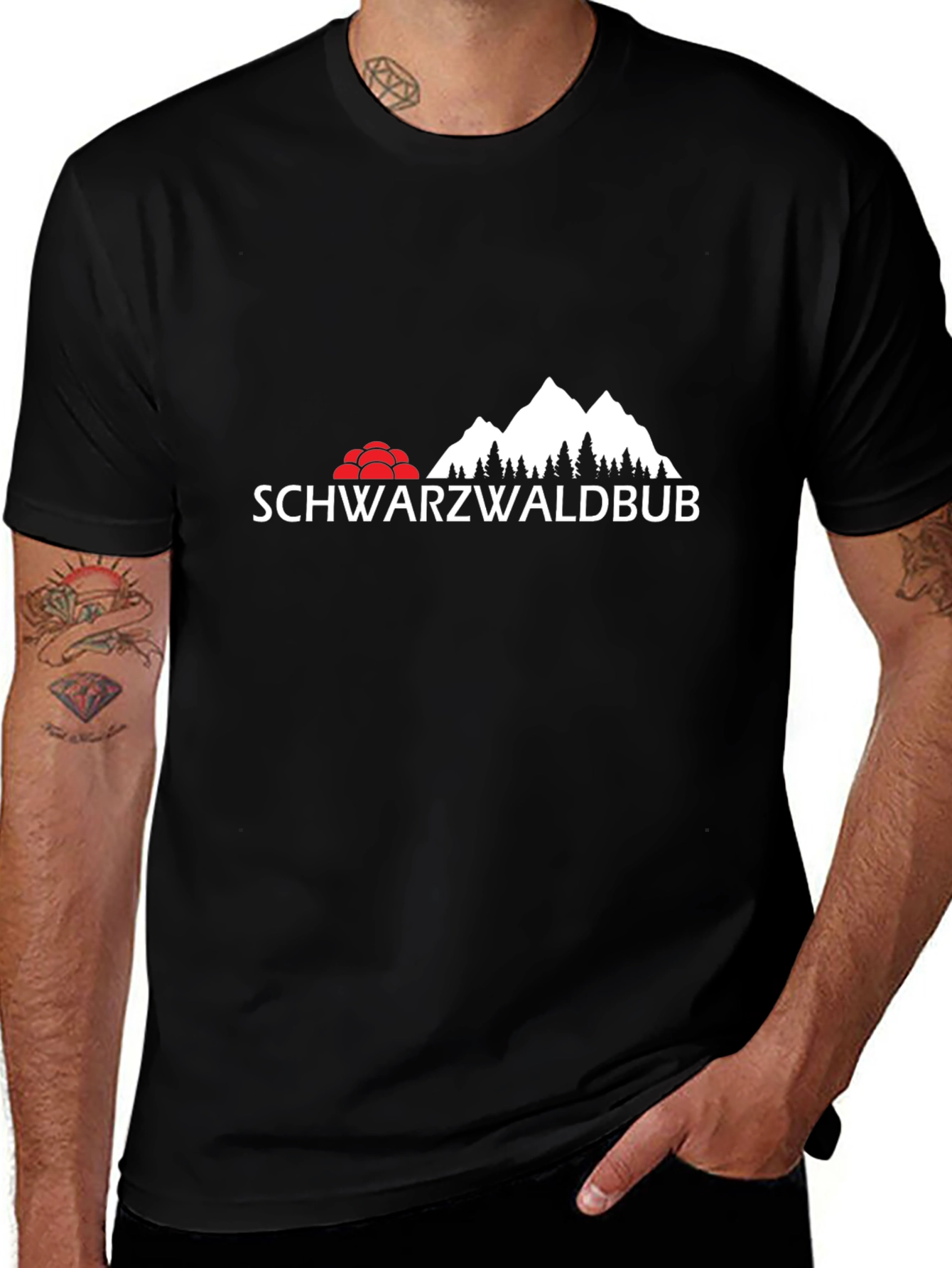 Schwarzwaldbub Mens Black Graphic T-Shirt