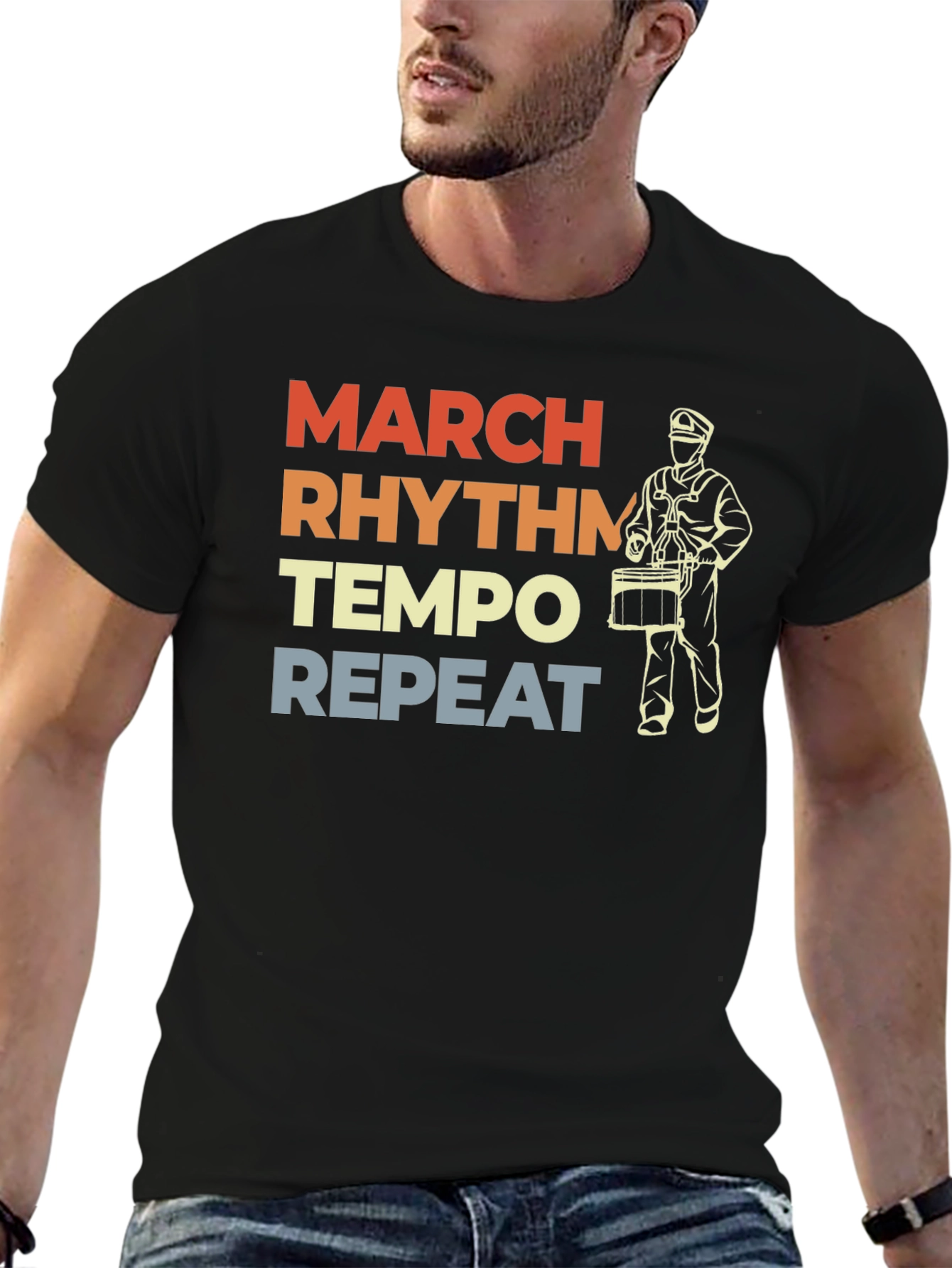 March Rhythm Tempo Repeat Drummer T-Shirt