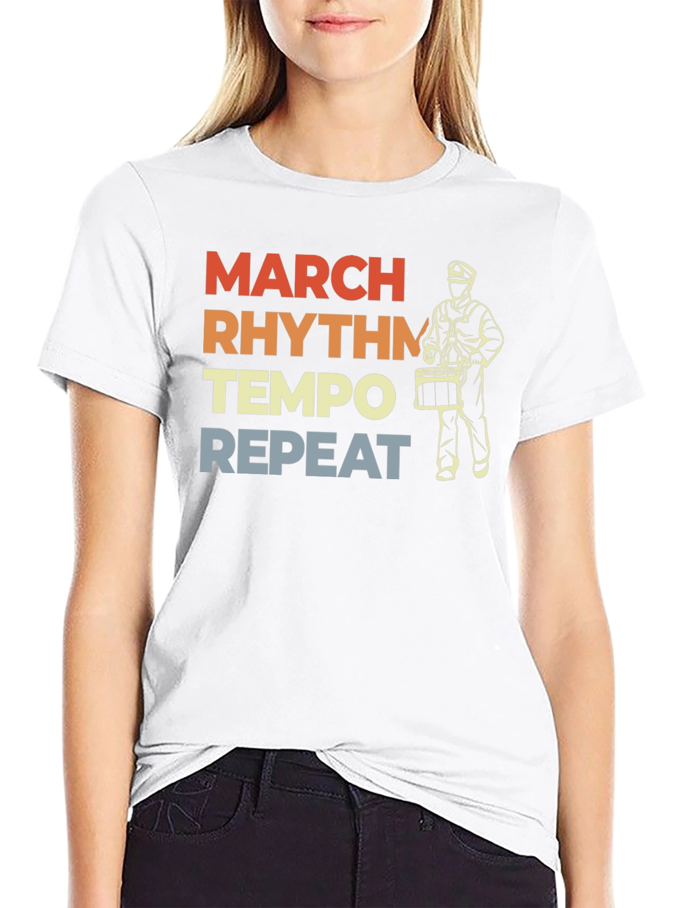 March Rhythm Tempo Repeat Drummer T-Shirt