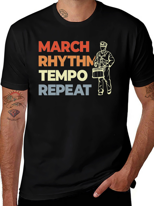 March Rhythm Tempo Repeat Drummer T-Shirt