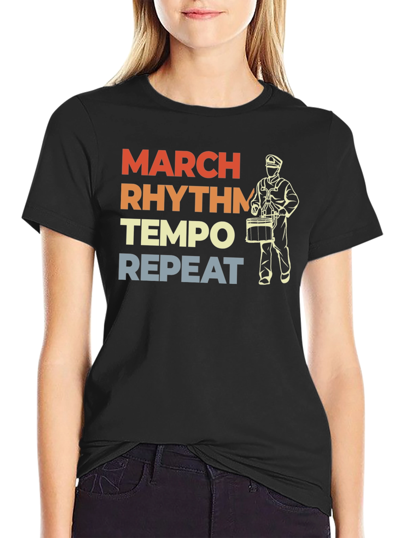 March Rhythm Tempo Repeat Drummer T-Shirt