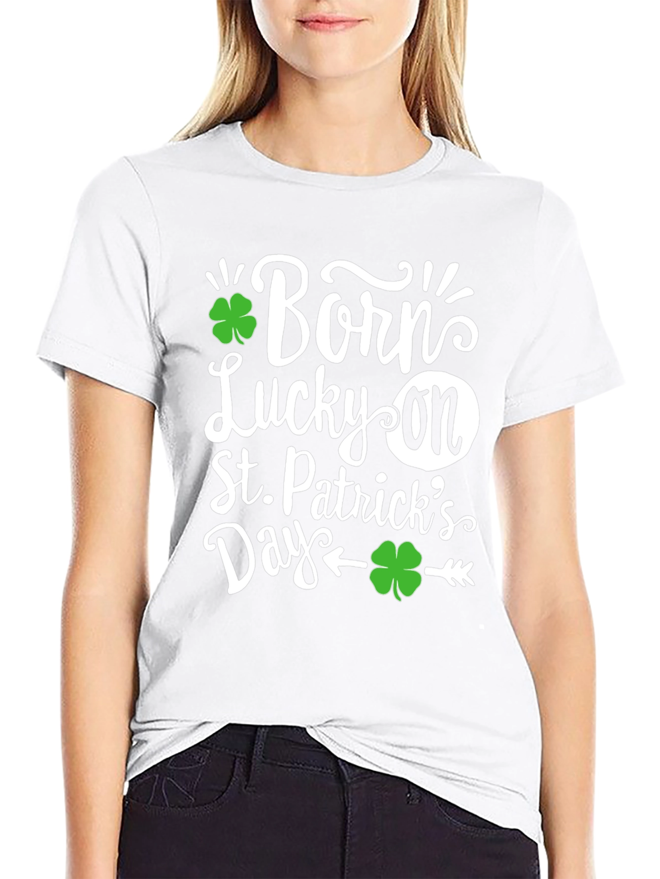 Born Lucky On St. Patricks Day Black T-Shirt