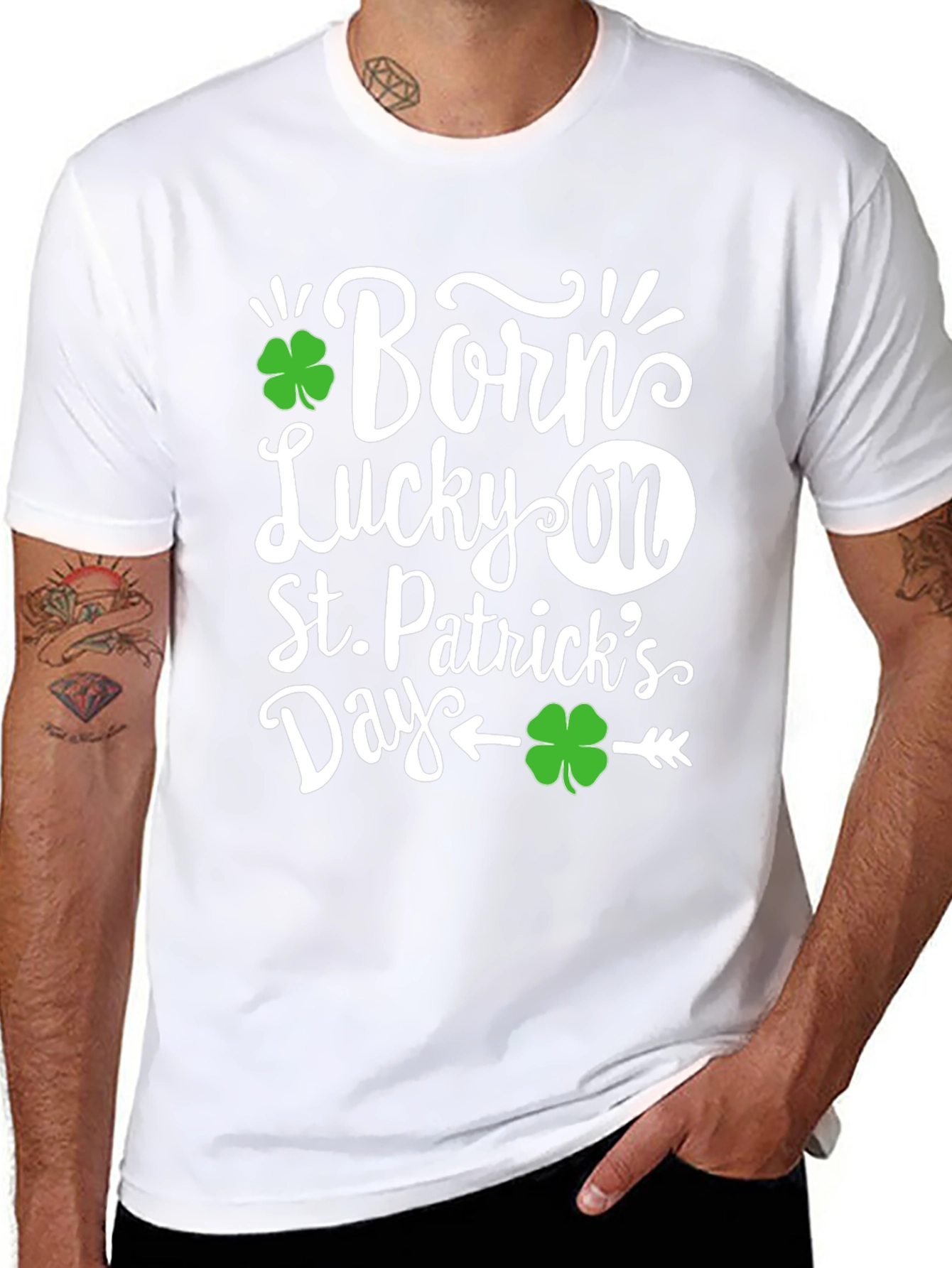 Born Lucky On St. Patricks Day Black T-Shirt