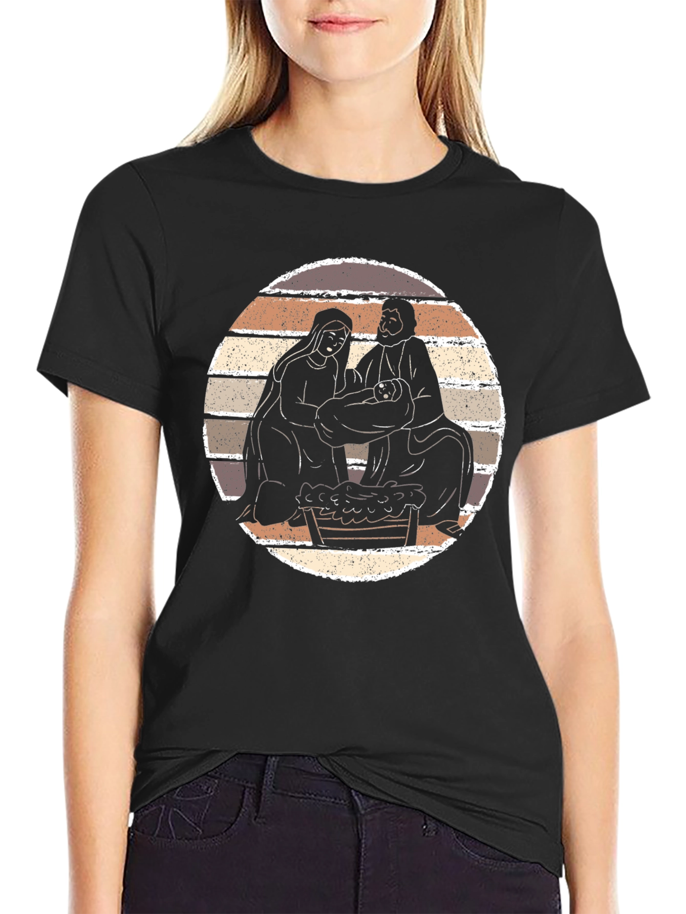 Nativity Scene Graphic Tee - Black