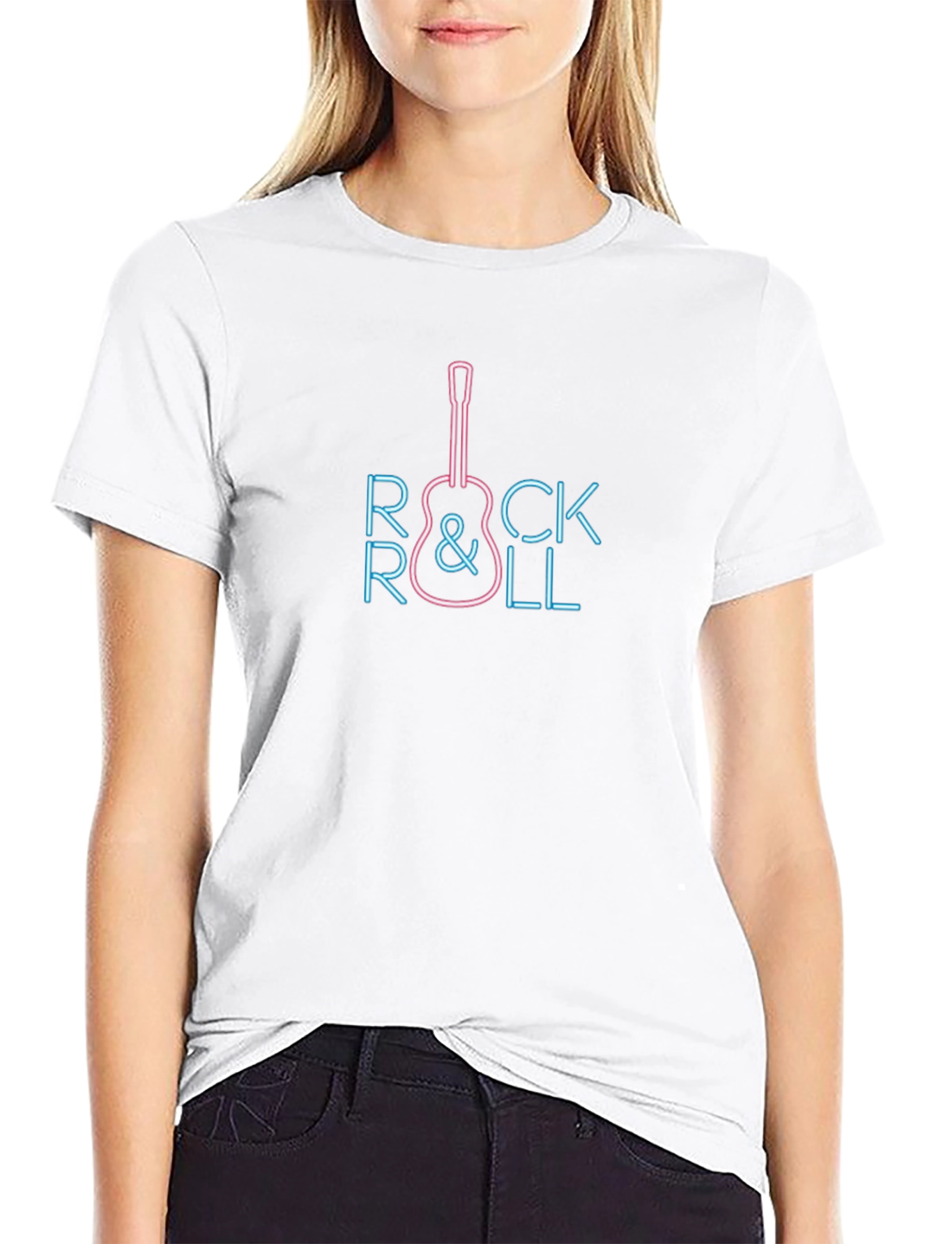 Neon Rock & Roll Guitar Graphic Tee