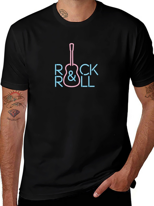 Neon Rock & Roll Guitar Graphic Tee