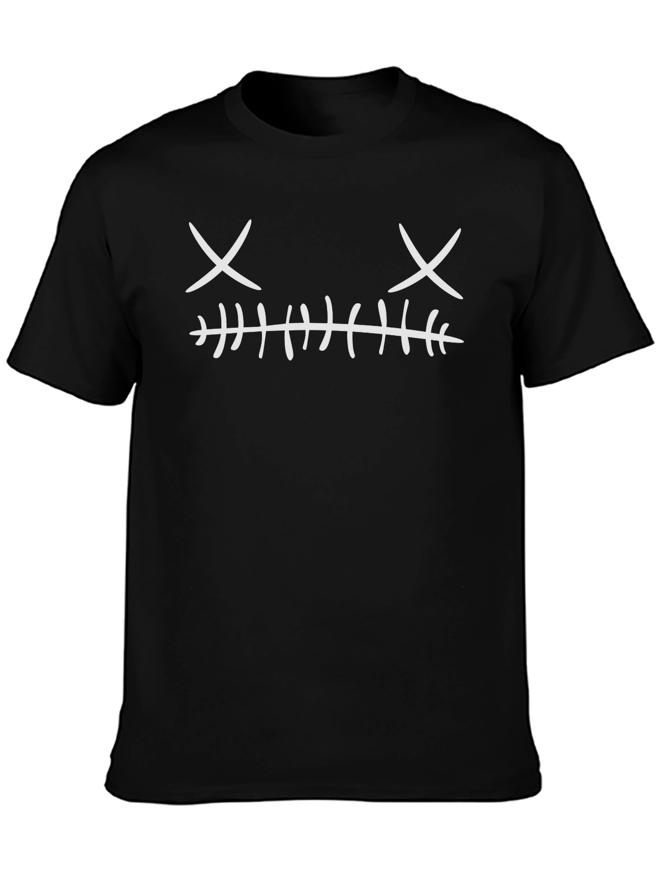 Creepy Stitched Face Graphic Tee - Mens Black T-Shirt