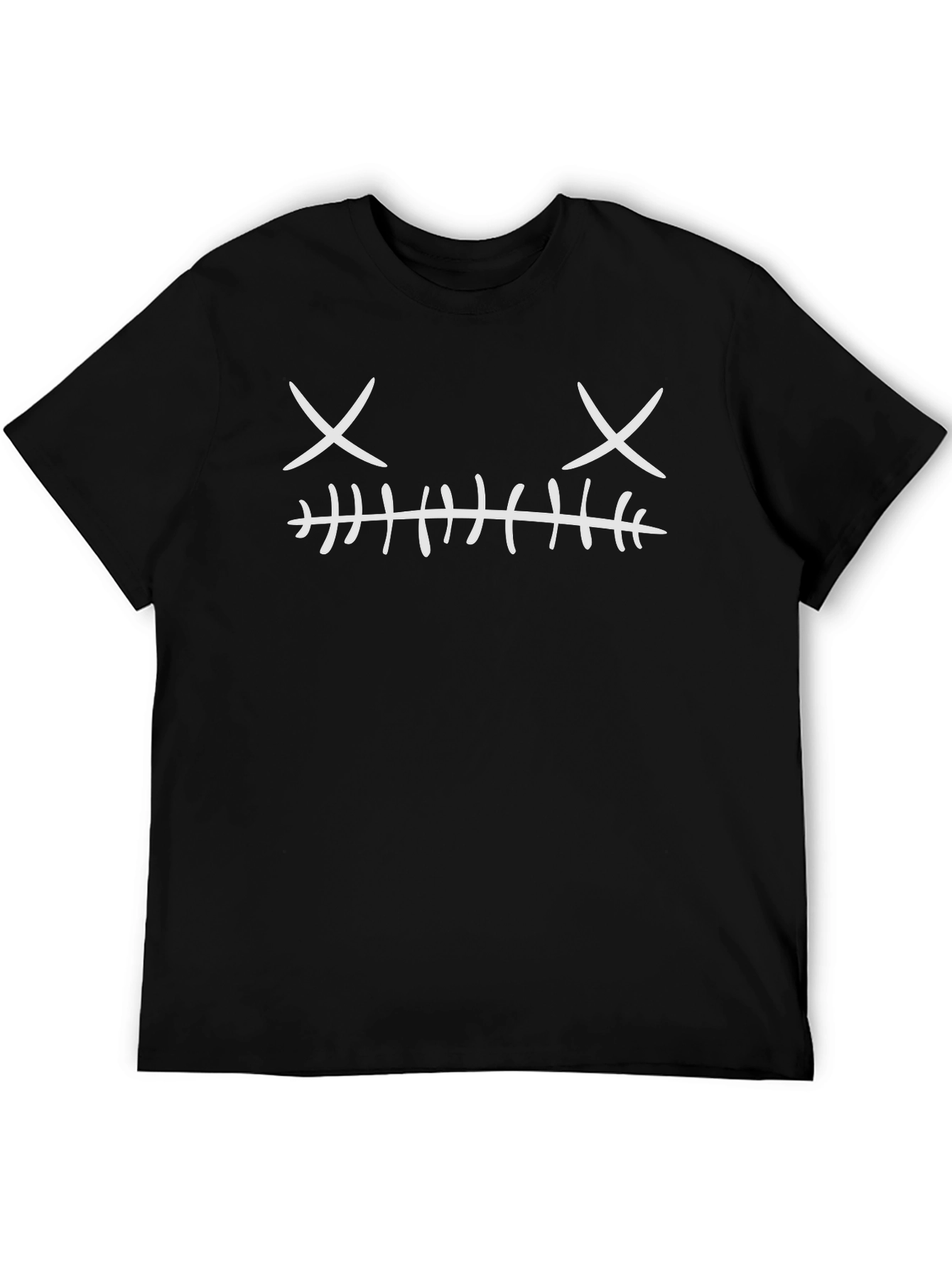 Creepy Stitched Face Graphic Tee - Mens Black T-Shirt