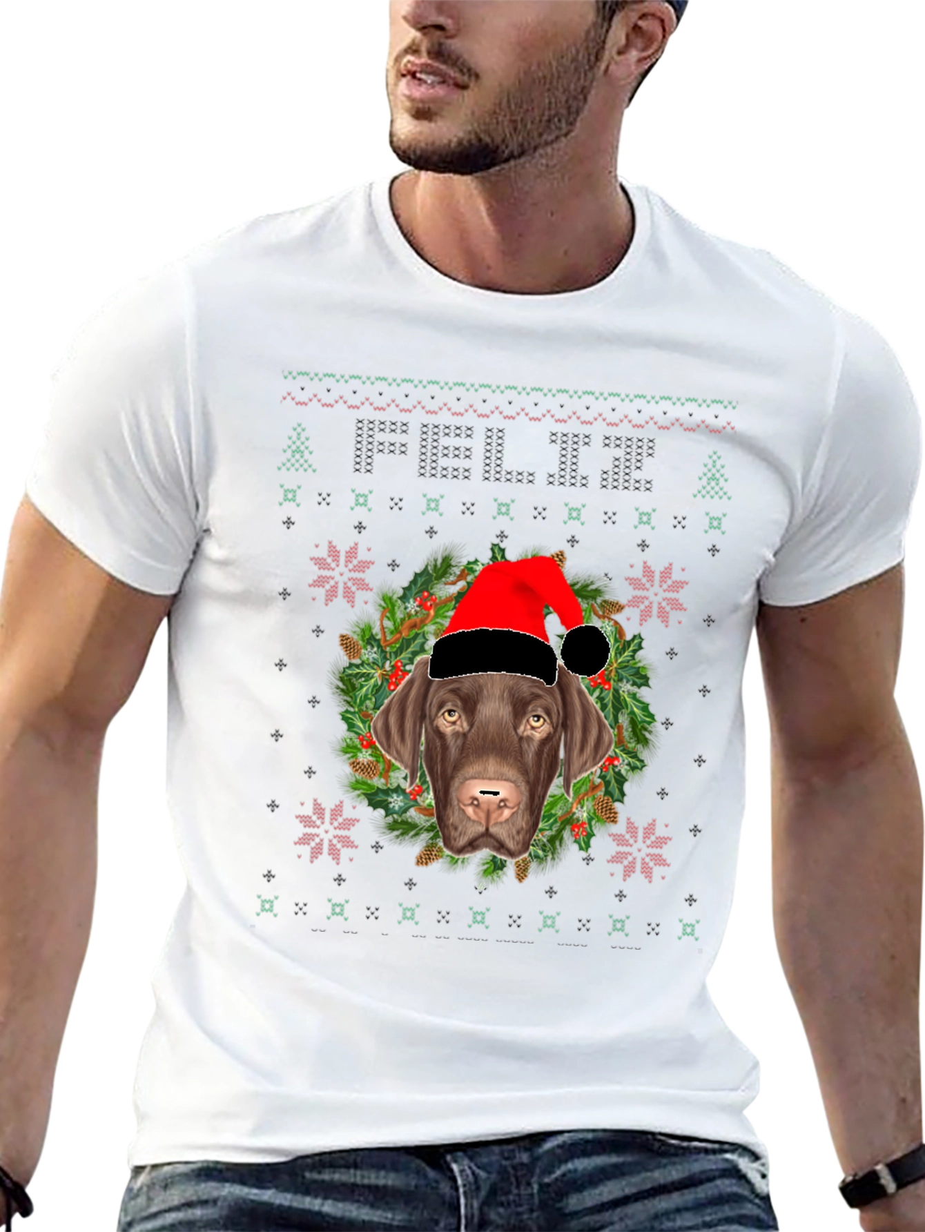 Christmas Dog T-Shirt Ugly Sweater Style
