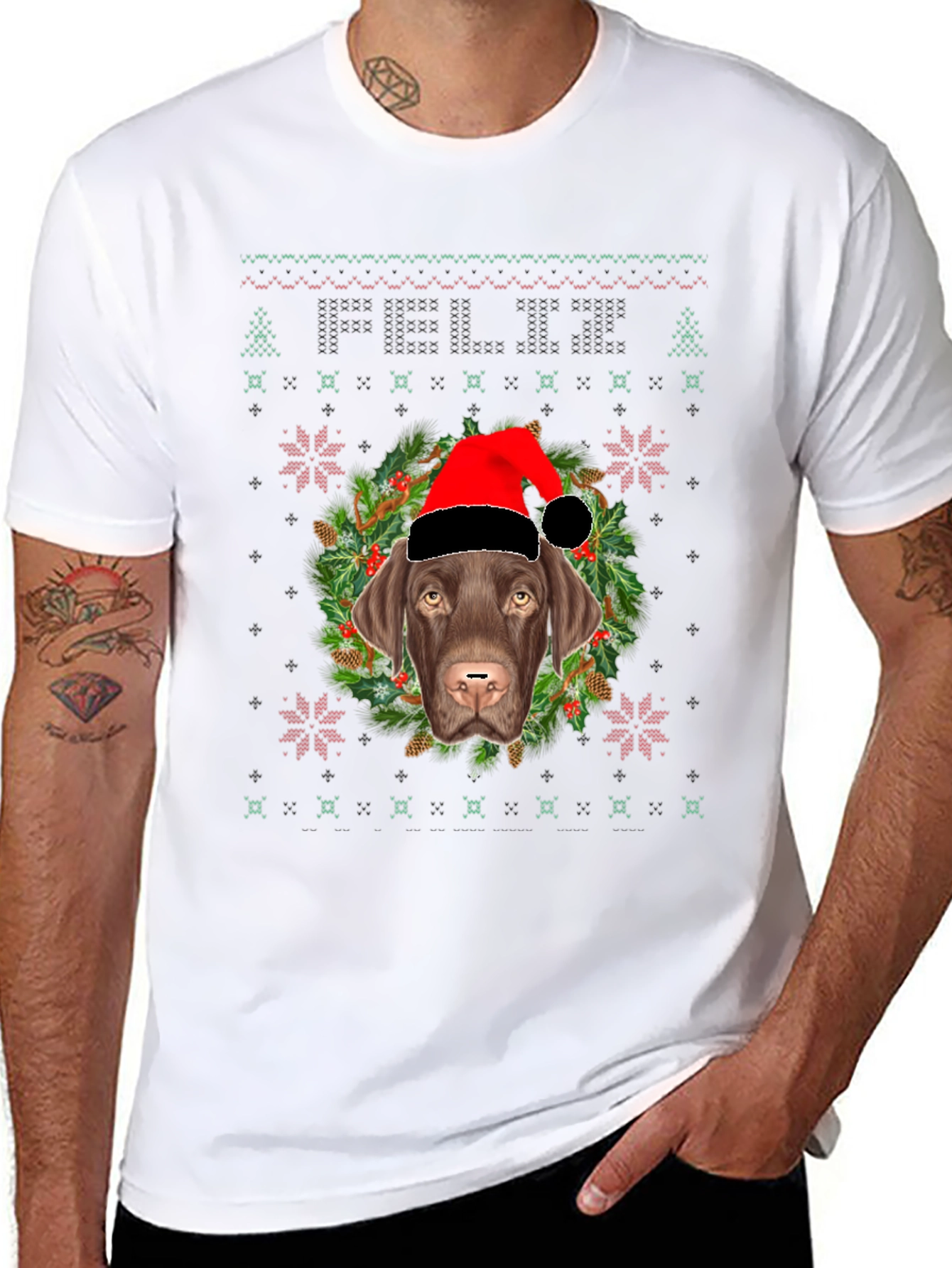 Christmas Dog T-Shirt Ugly Sweater Style