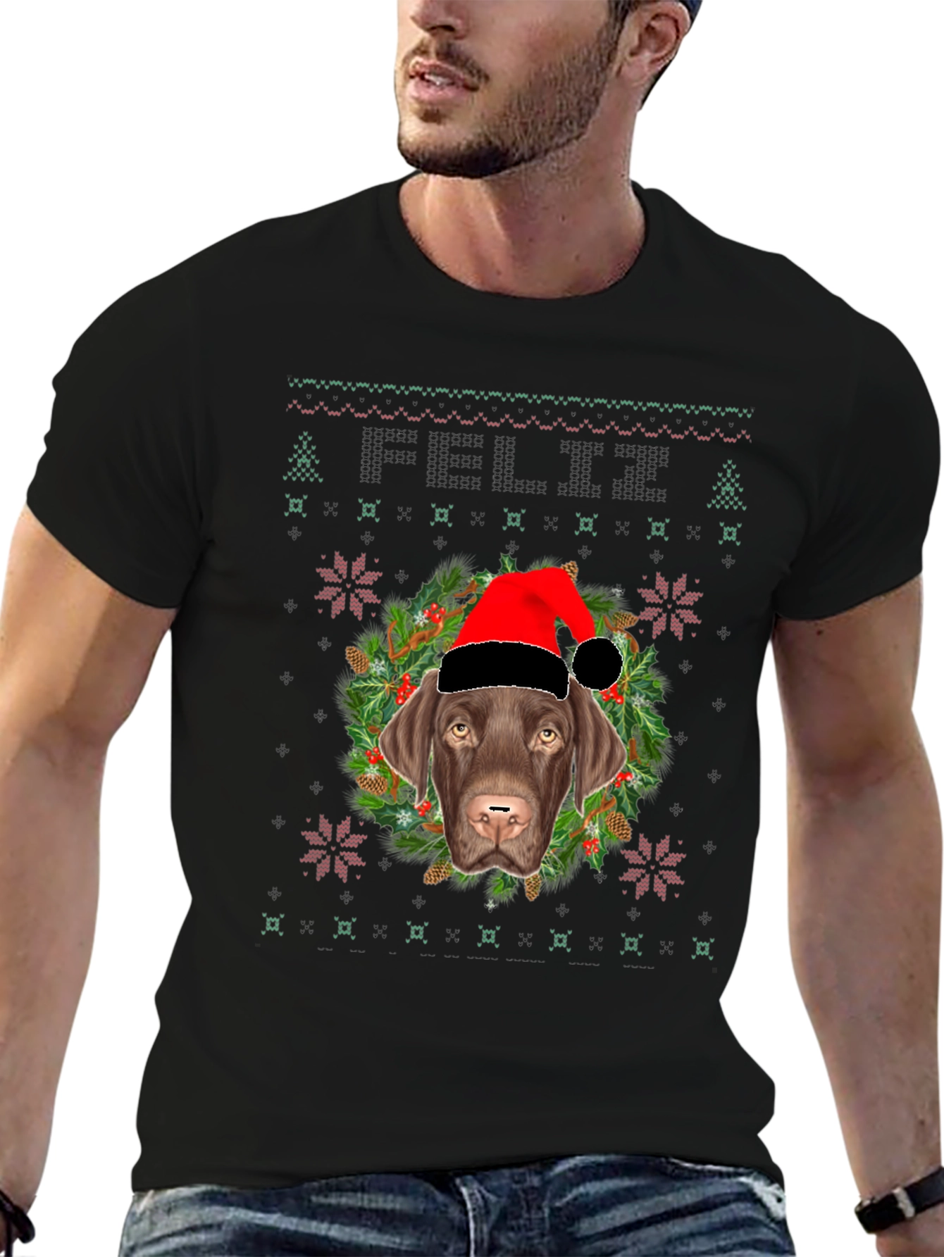 Christmas Dog T-Shirt Ugly Sweater Style
