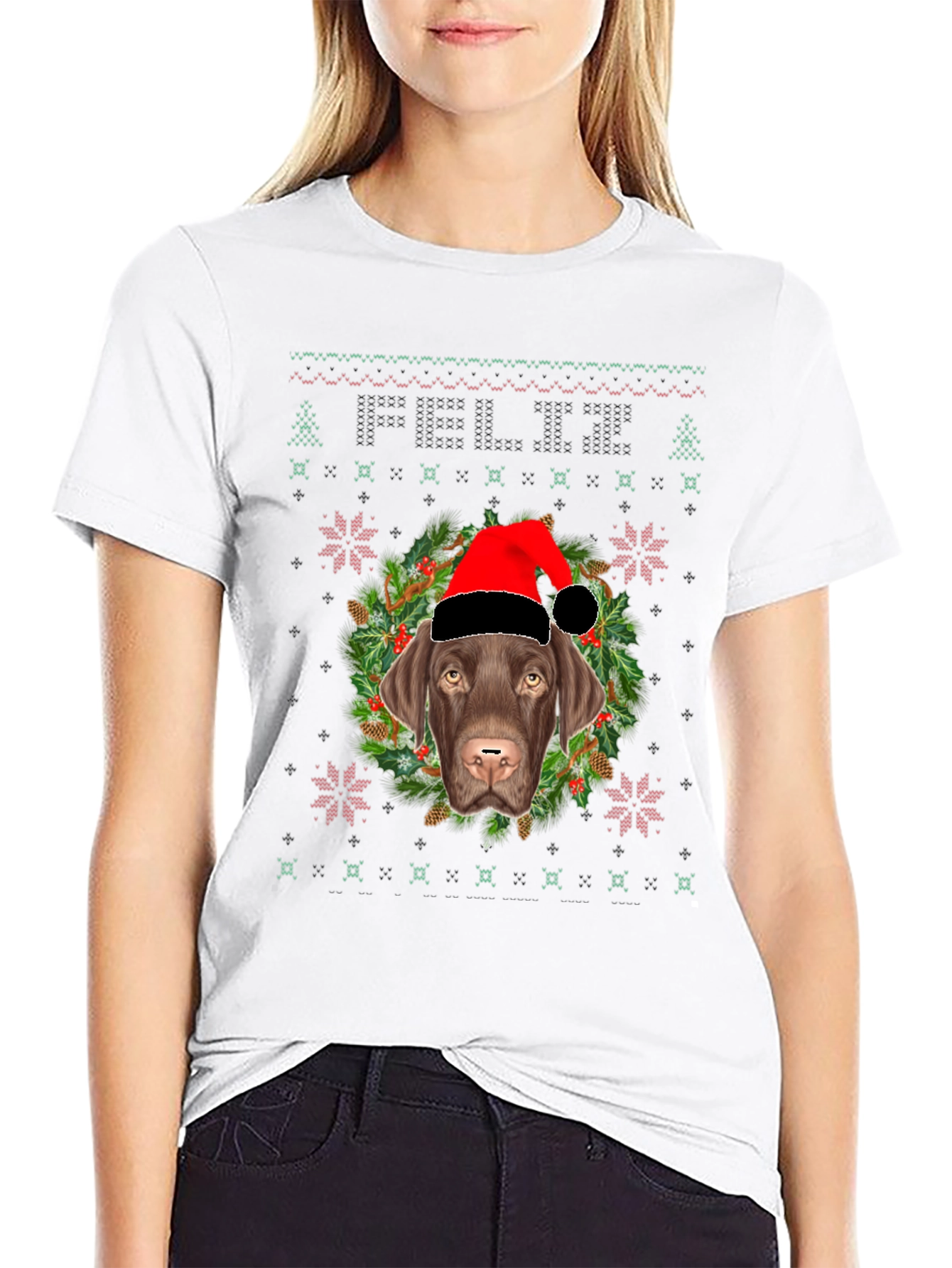 Christmas Dog T-Shirt Ugly Sweater Style