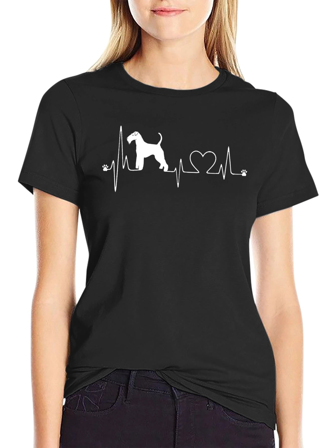 Dog Breed Heartbeat T-Shirt - Black Cotton Tee