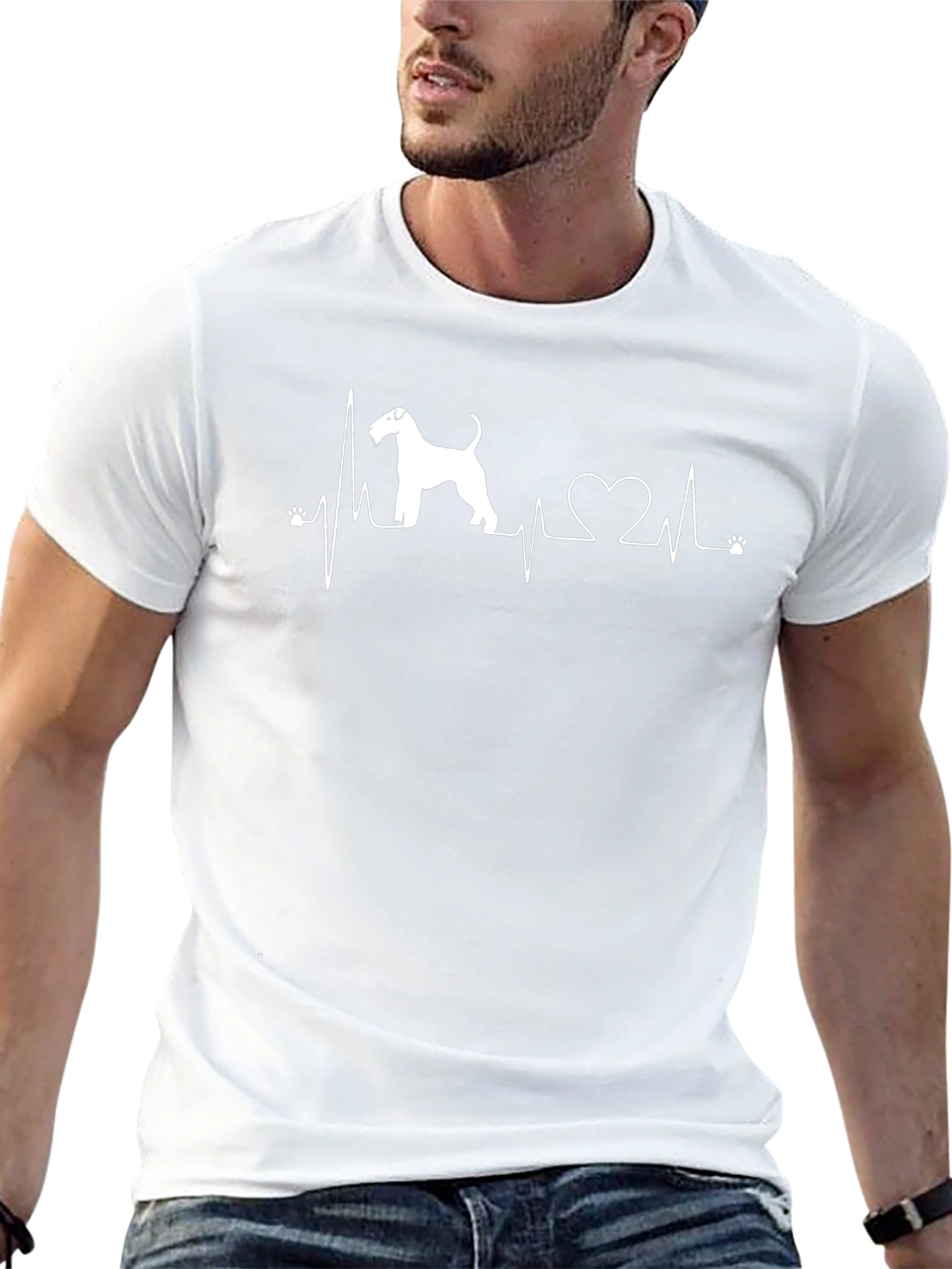 Dog Breed Heartbeat T-Shirt - Black Cotton Tee