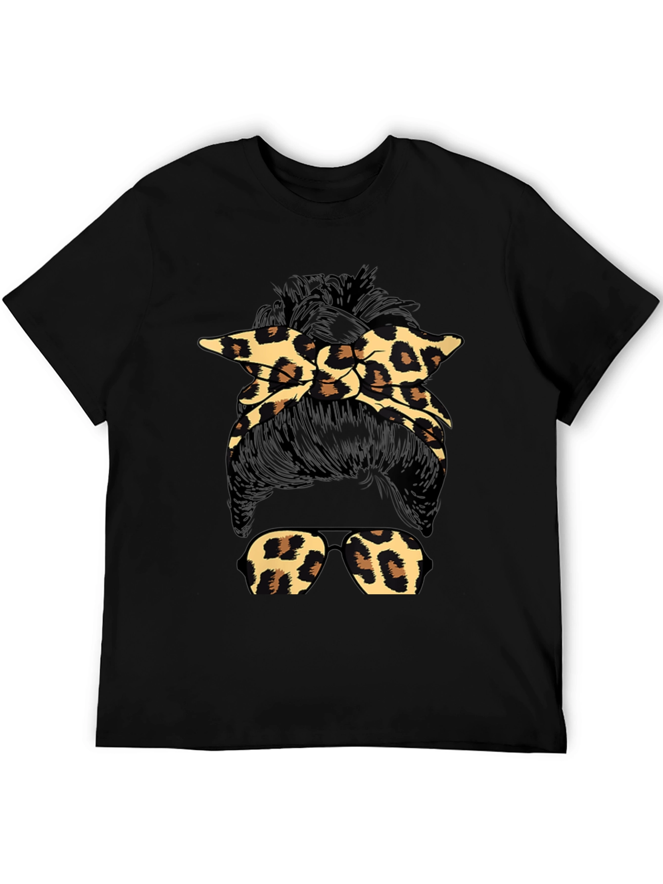Leopard Print Messy Bun Graphic T-Shirt