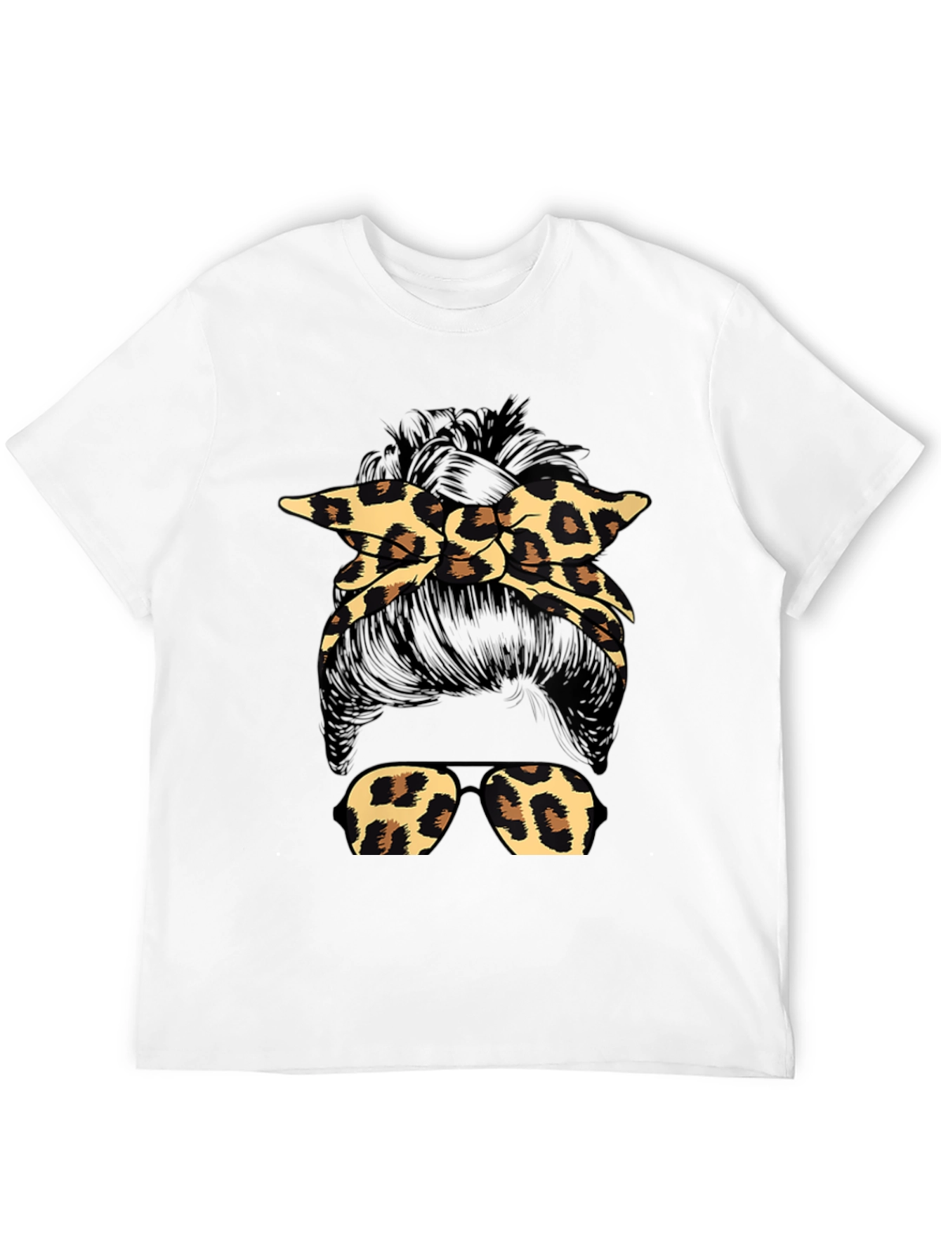 Leopard Print Messy Bun Graphic T-Shirt