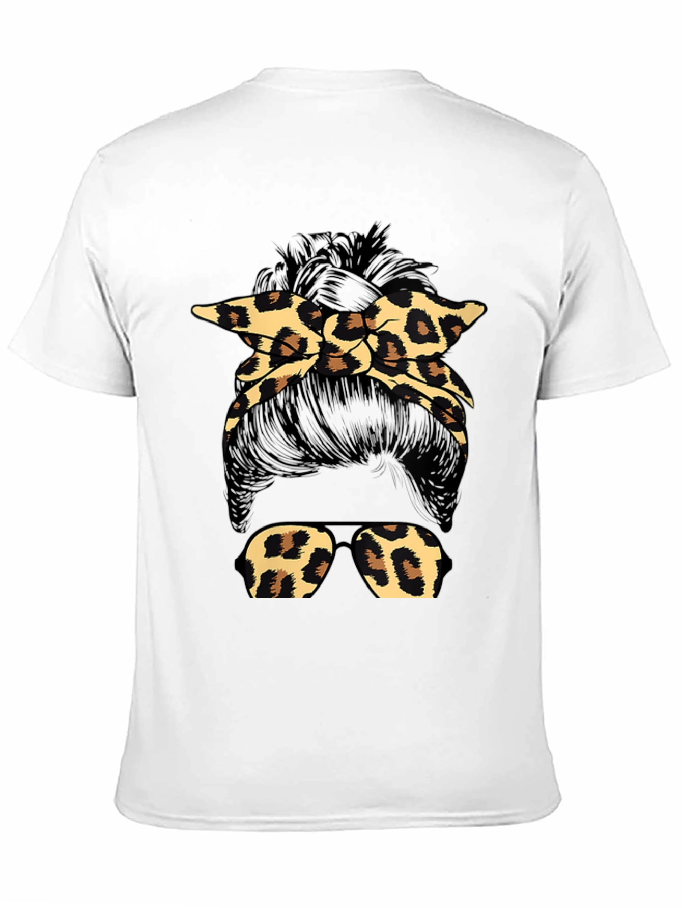 Leopard Print Messy Bun Graphic T-Shirt