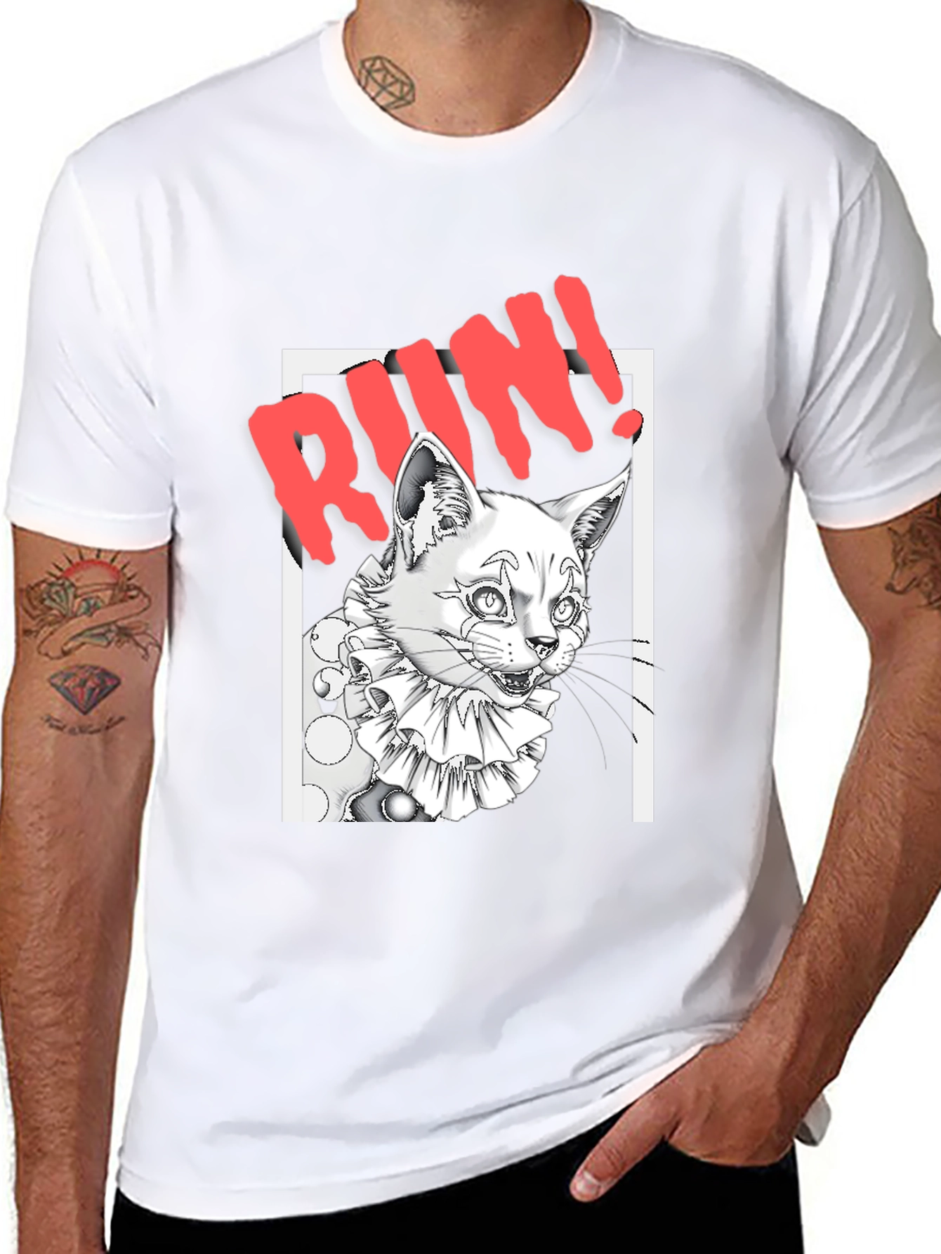 Run Clown Cat Black T-Shirt