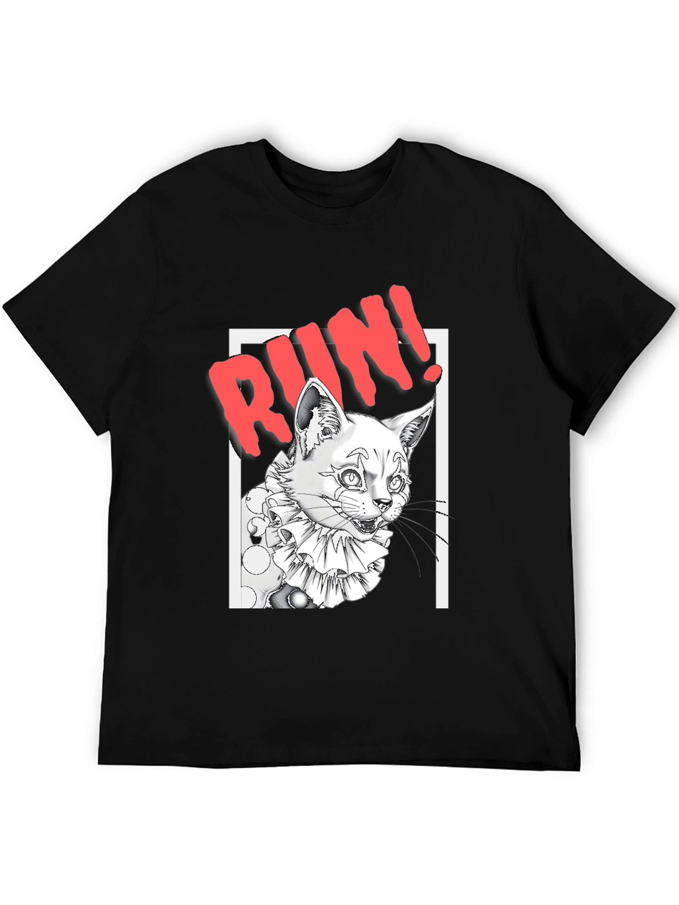 Run Clown Cat Black T-Shirt