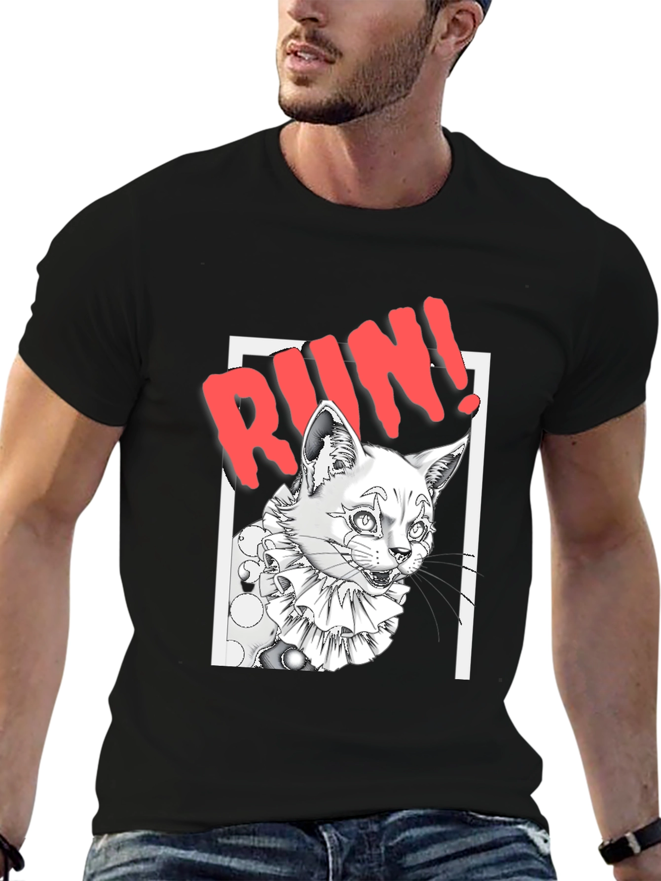 Run Clown Cat Black T-Shirt