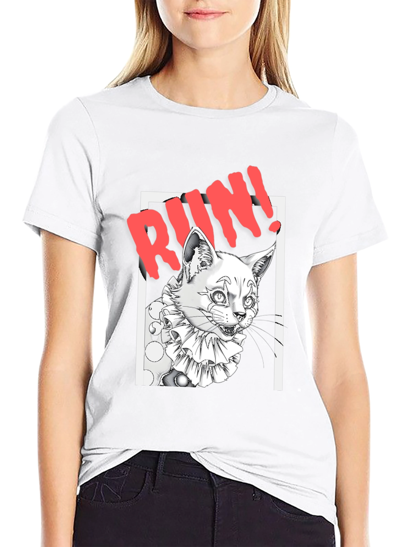 Run Clown Cat Black T-Shirt