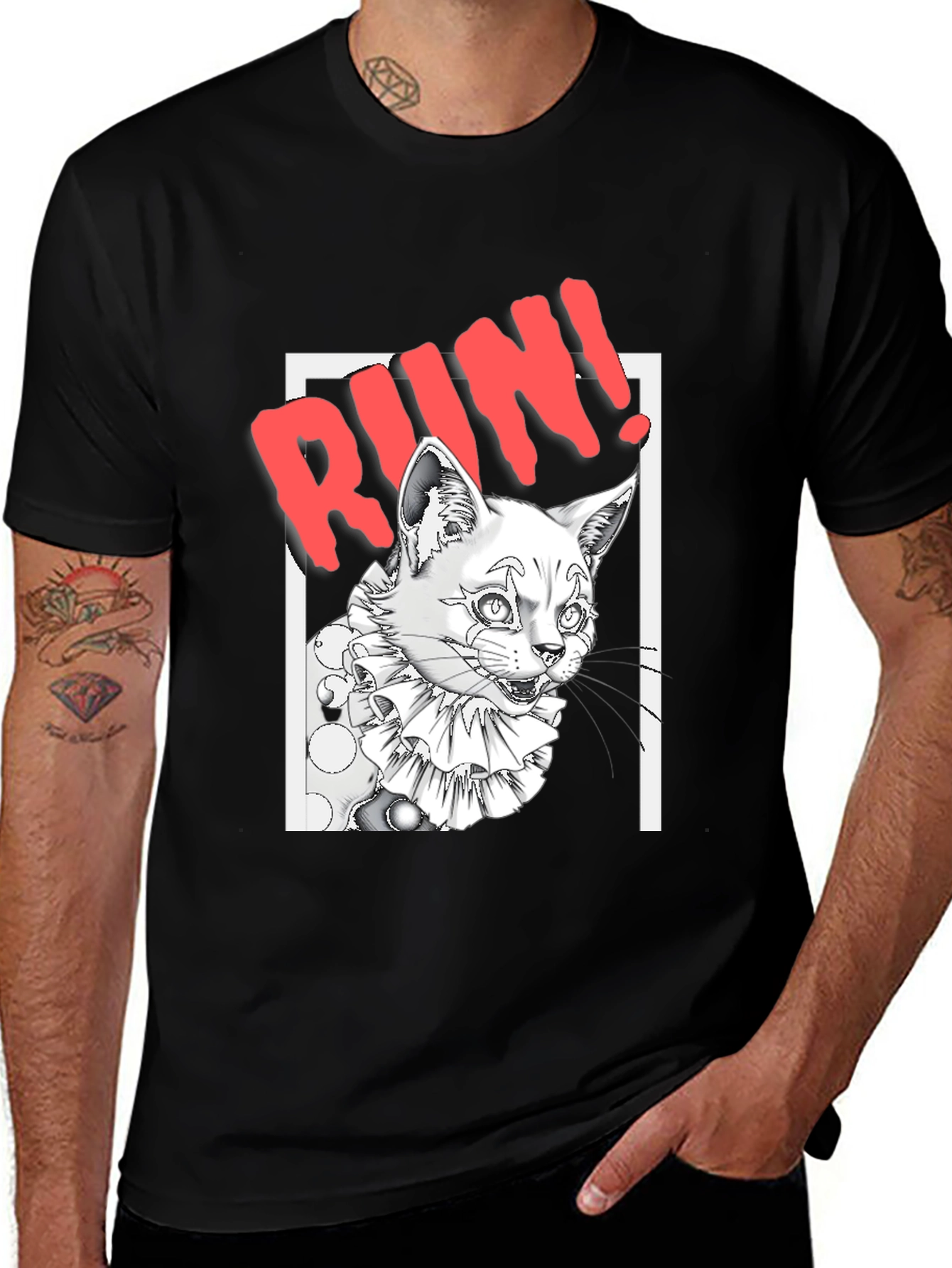 Run Clown Cat Black T-Shirt